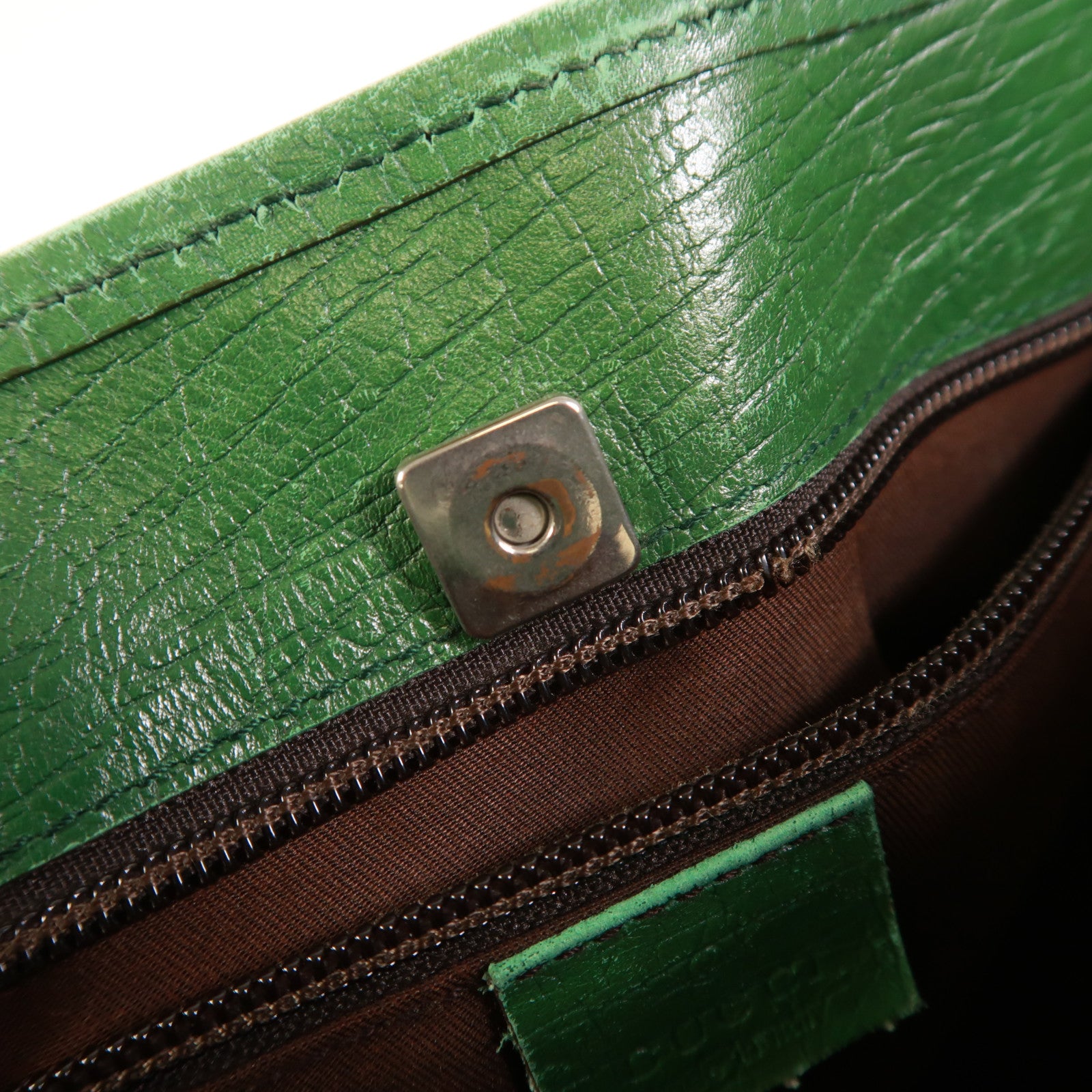 GUCCI 塗層帆布Tote Bag銀扣肩背袋