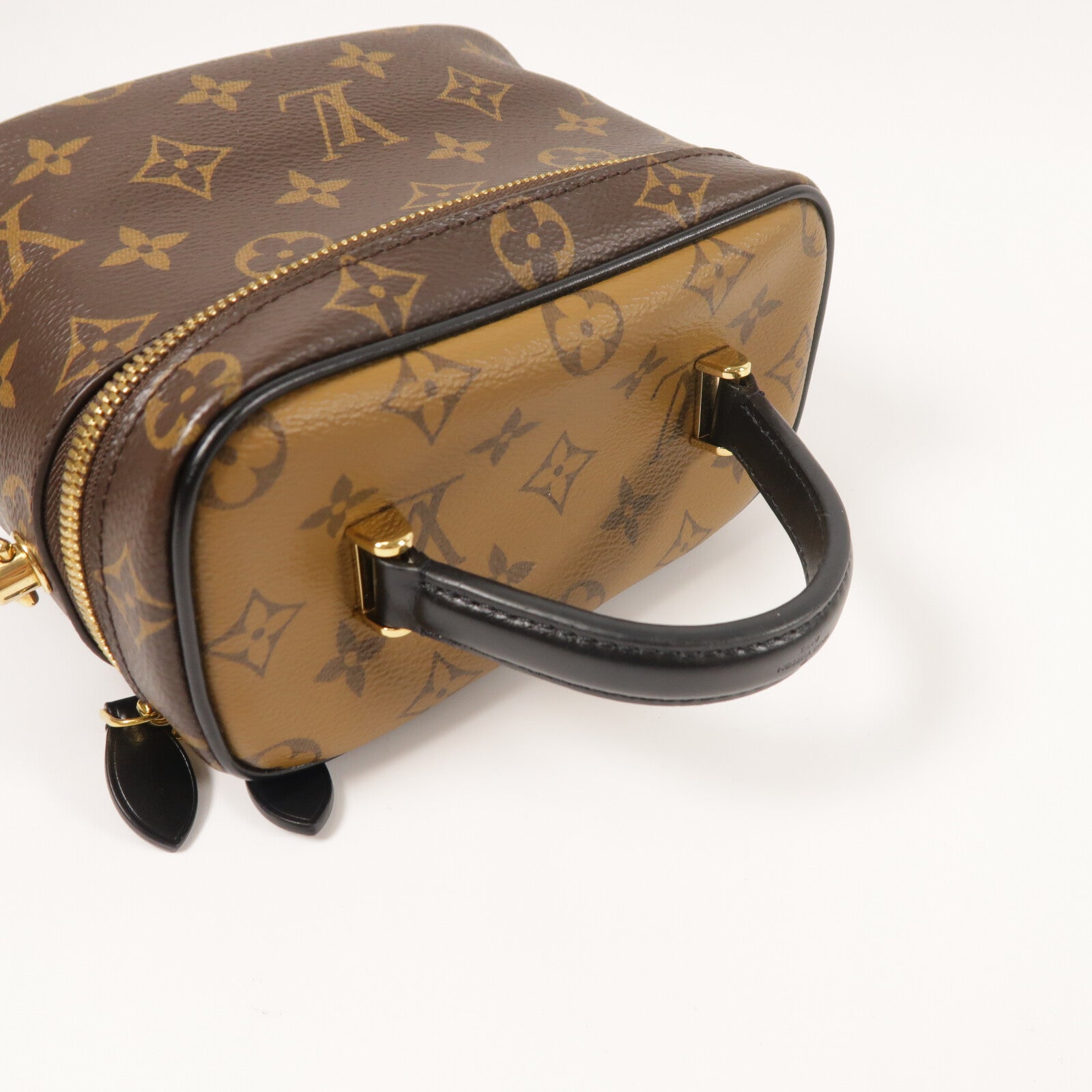 LOUIS VUITTON Monogram Reverse Vanity PM金扣手挽肩背兩用袋棕色