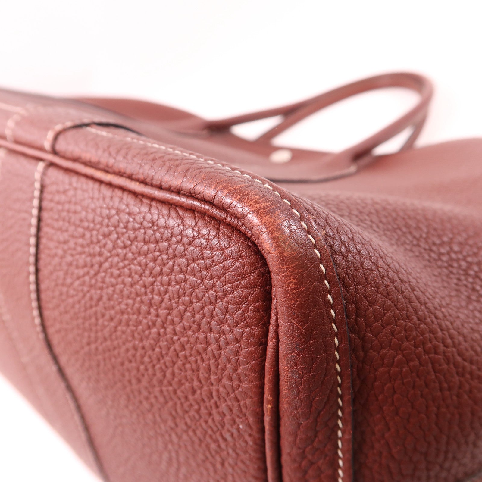 HERMES Negonda皮革Garden Party PM銀扣手挽袋Bordeaux