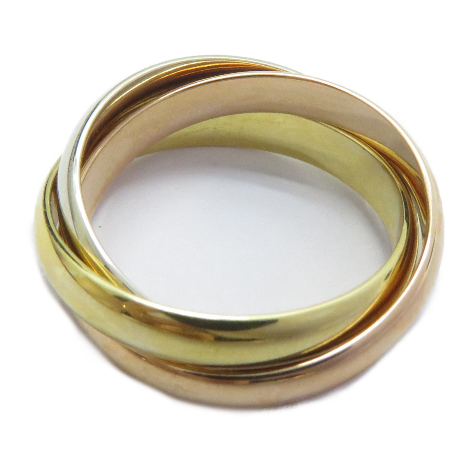 CARTIER 18K黃金/白金/玫瑰金Trinity戒指Cartier#54/US#6.75