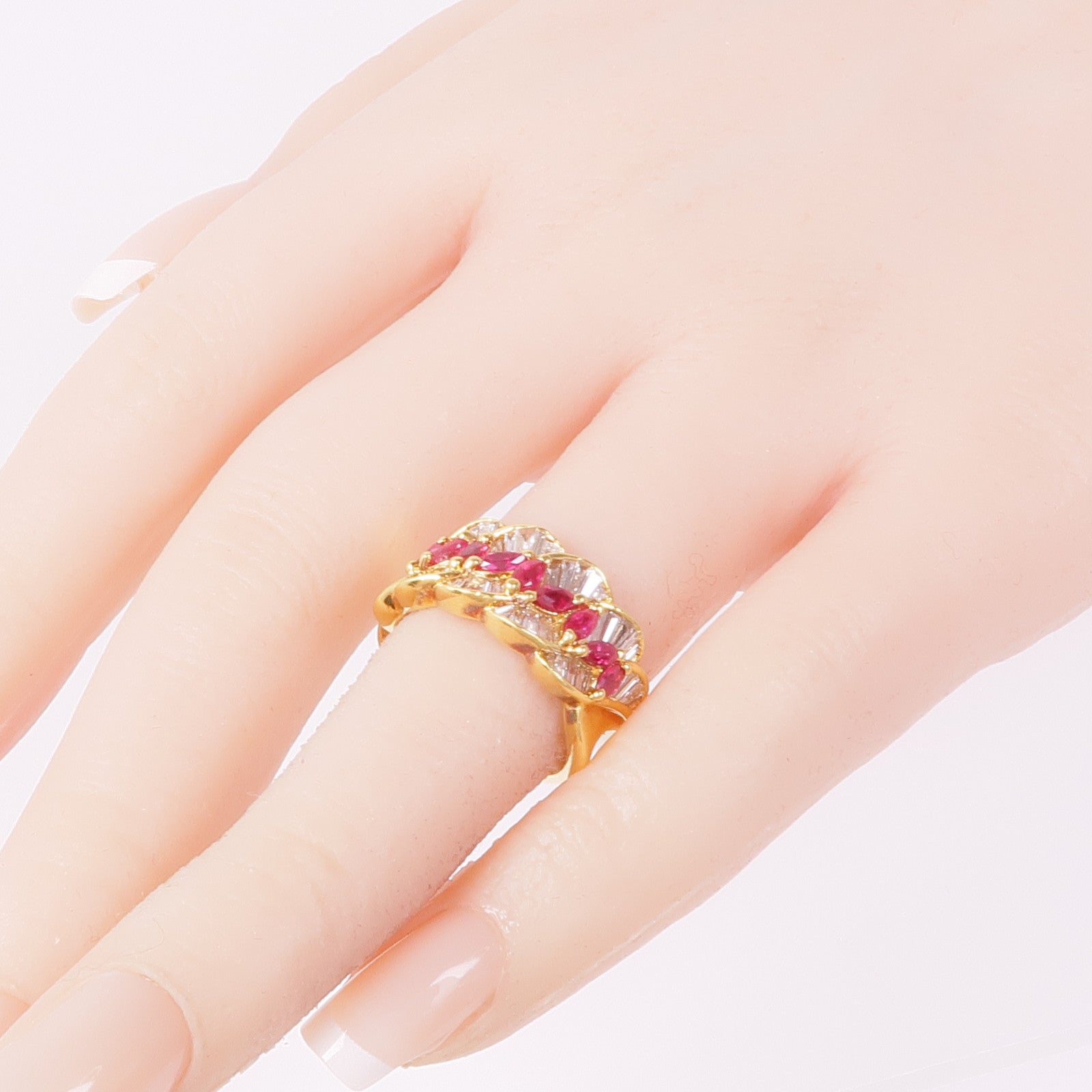 JEWELRY 【激減優惠】18K黃金Ruby Diamond Ring紅寶石/鑽石戒指US#5.5