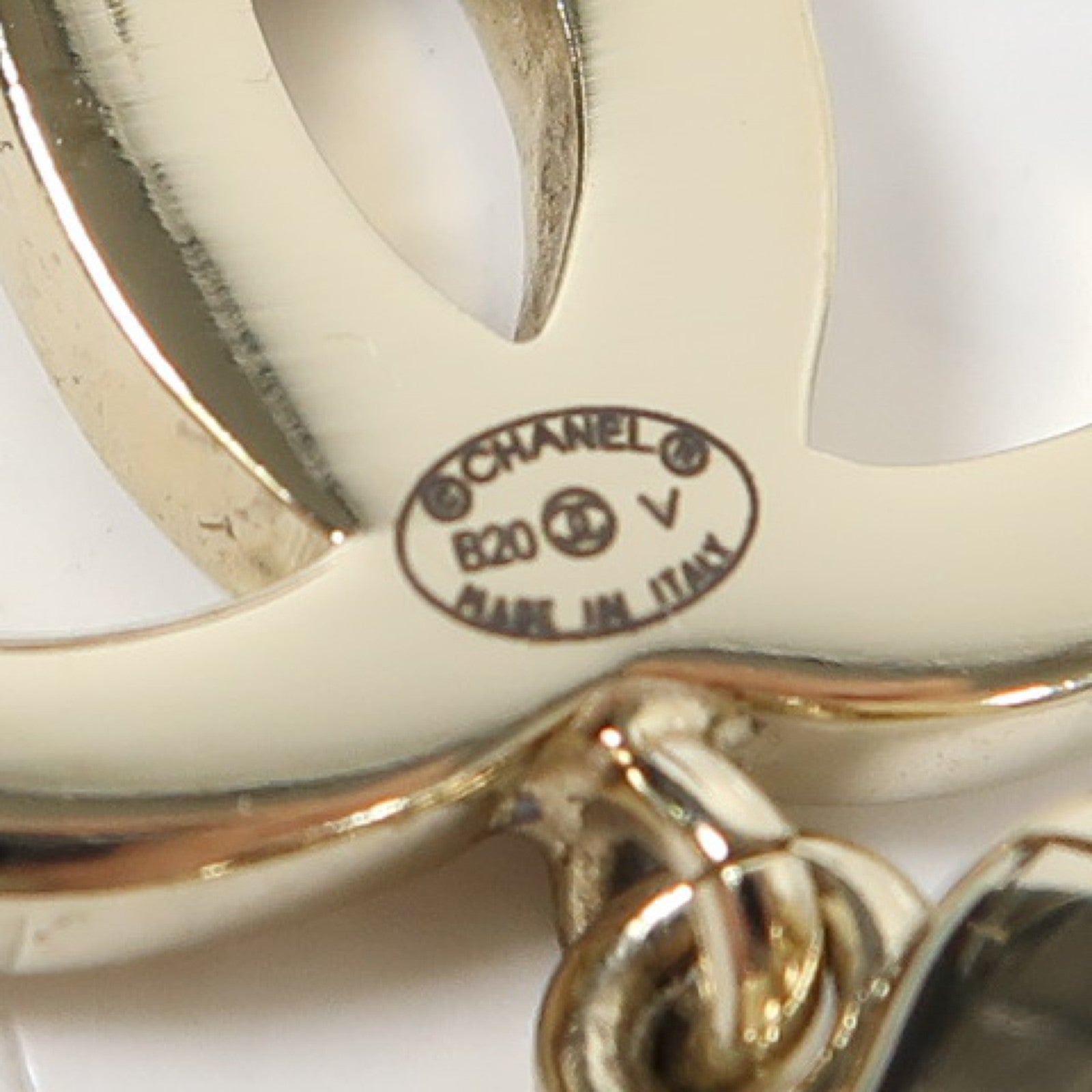 CHANEL 金屬/PVC Earrings耳環金色/白色