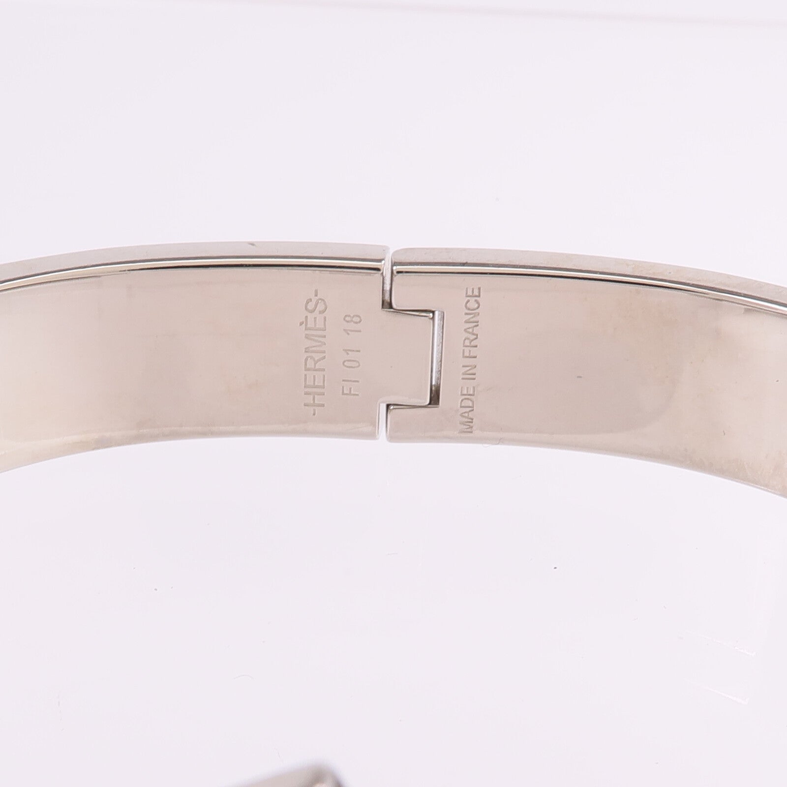 HERMES 金屬/琺瑯Clic H Bracelet銀扣手鐲