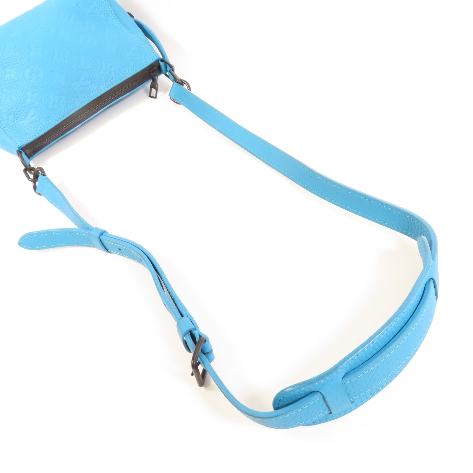 LOUIS VUITTON Taurillon Monogram Triangle肩背袋藍色