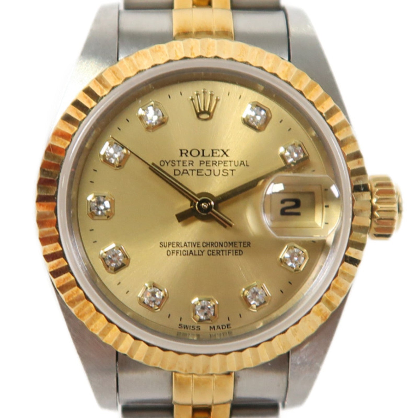 ROLEX Lady Datejust 18K黃金/不鏽鋼手錶自動機芯金色/銀色