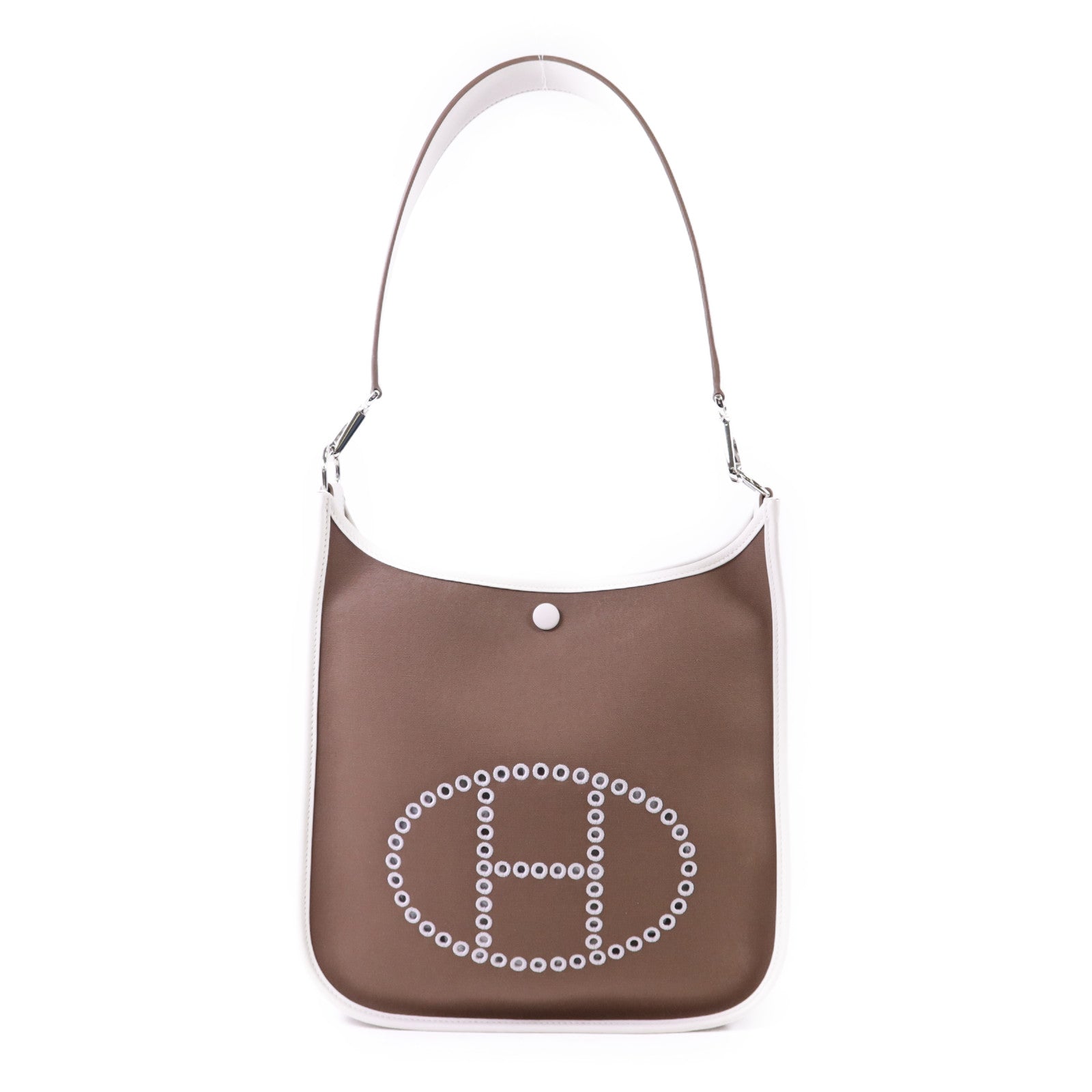 HERMES 帆布Evelyne PM銀扣肩背袋