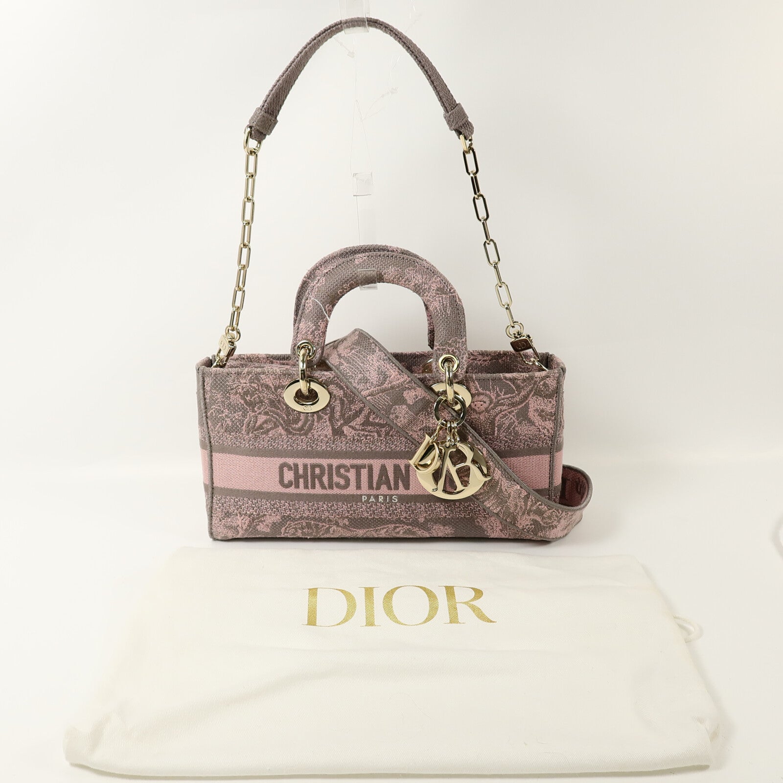 Dior 帆布Lady D-Joy Medium手挽肩背兩用袋