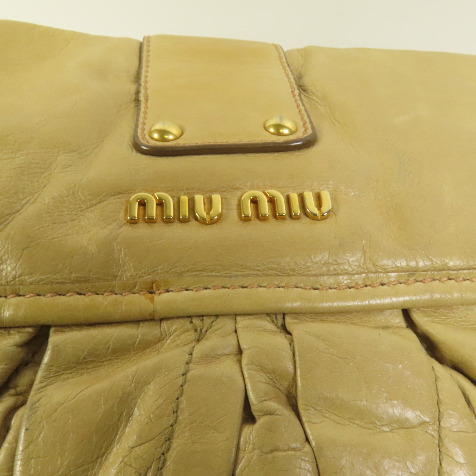 Miu Miu 牛皮皮革2 Way Shoulder金扣手挽肩背兩用袋