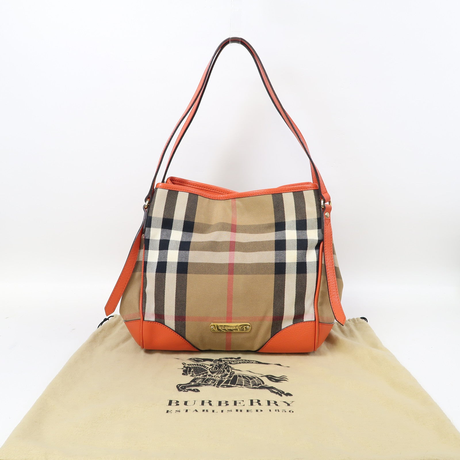 BURBERRY 帆布Shoulder Bag金扣肩背袋橙色/啡色