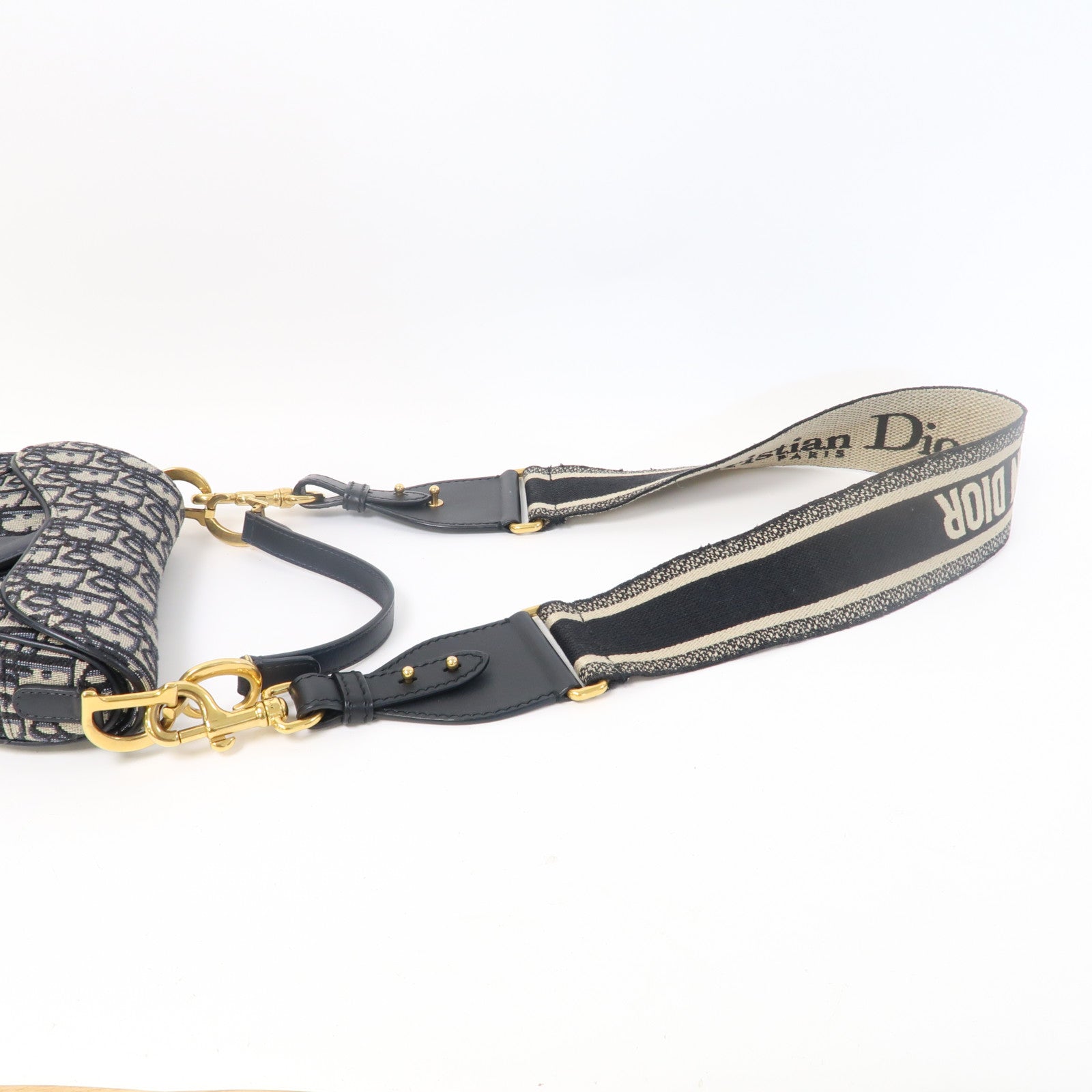 Dior 帆布Saddle Mini金扣肩背袋藍色
