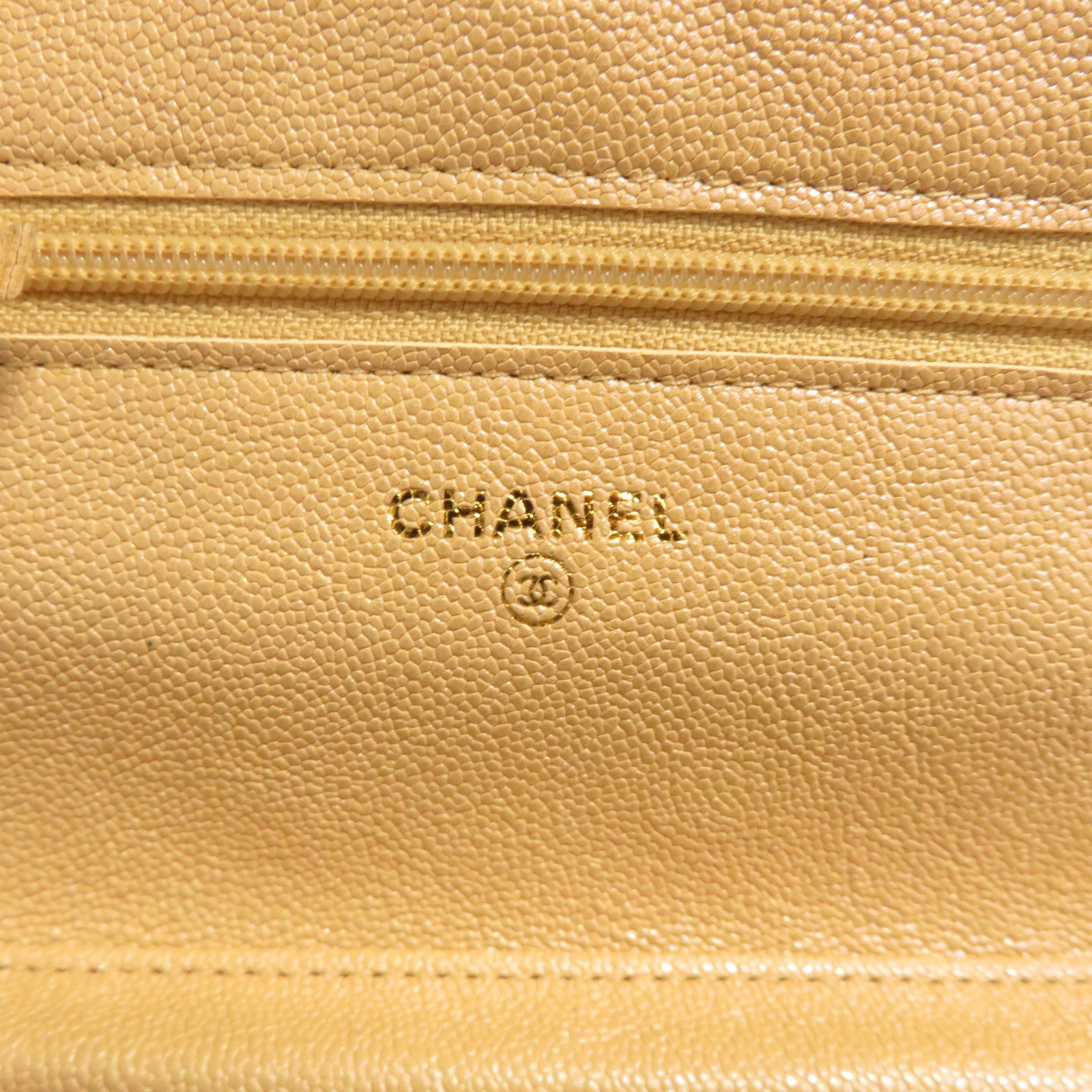 CHANEL 【激減優惠】菱格牛皮皮革Wallet On Chain金扣鏈帶肩背袋米色