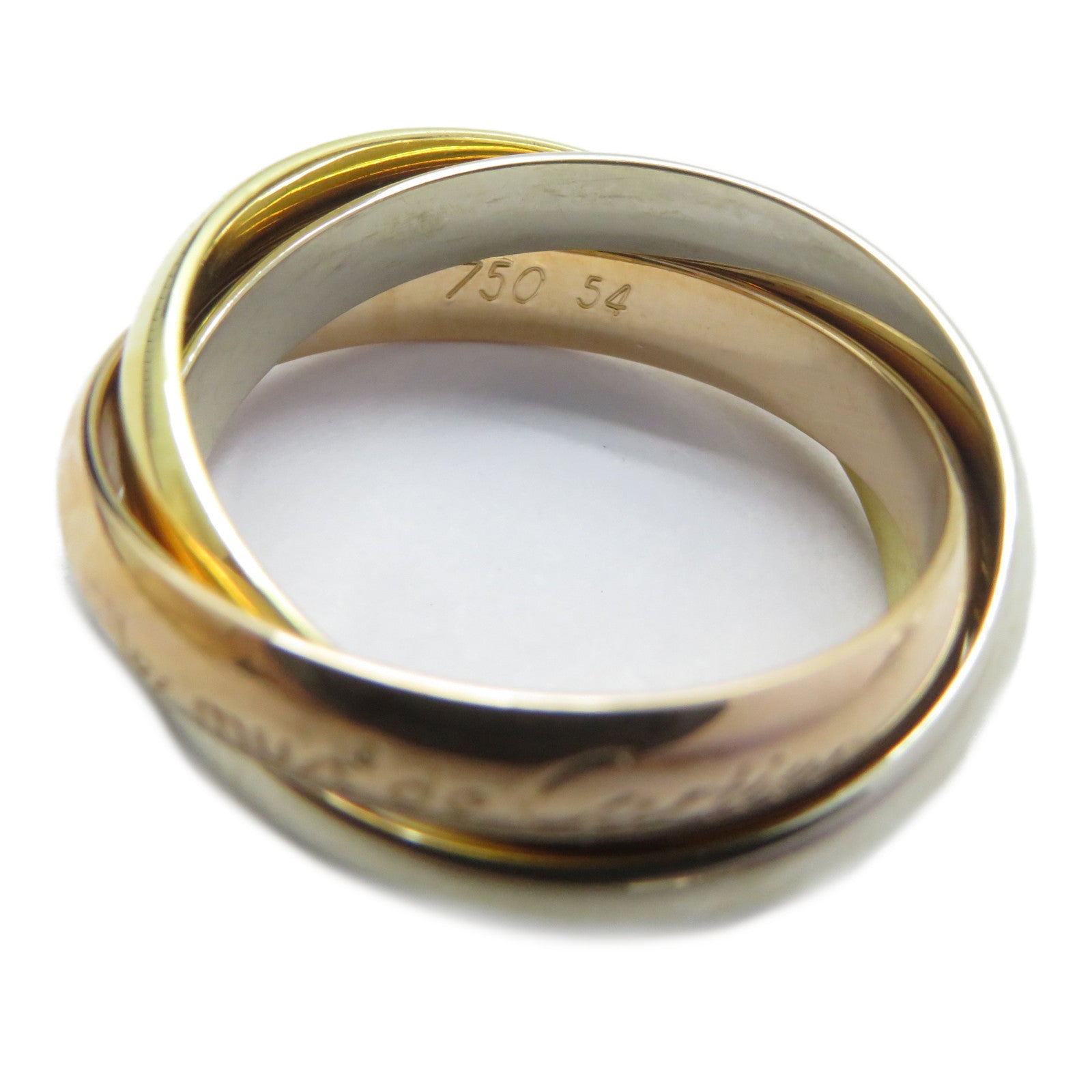 CARTIER 18K黃金/白金/玫瑰金Trinity戒指Cartier#54/US#6.75