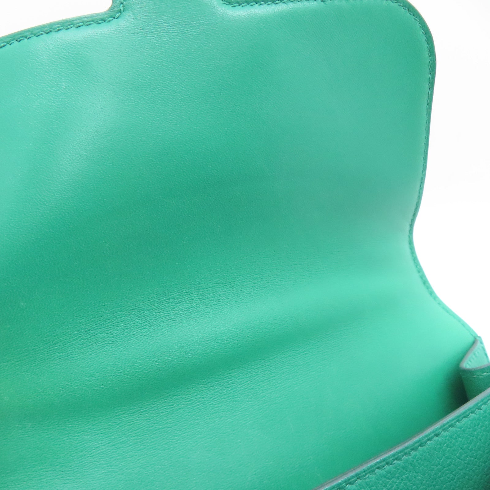 HERMES Evercolor皮革Mini Constance銀扣肩背袋Vert Vertigo絲絨綠色