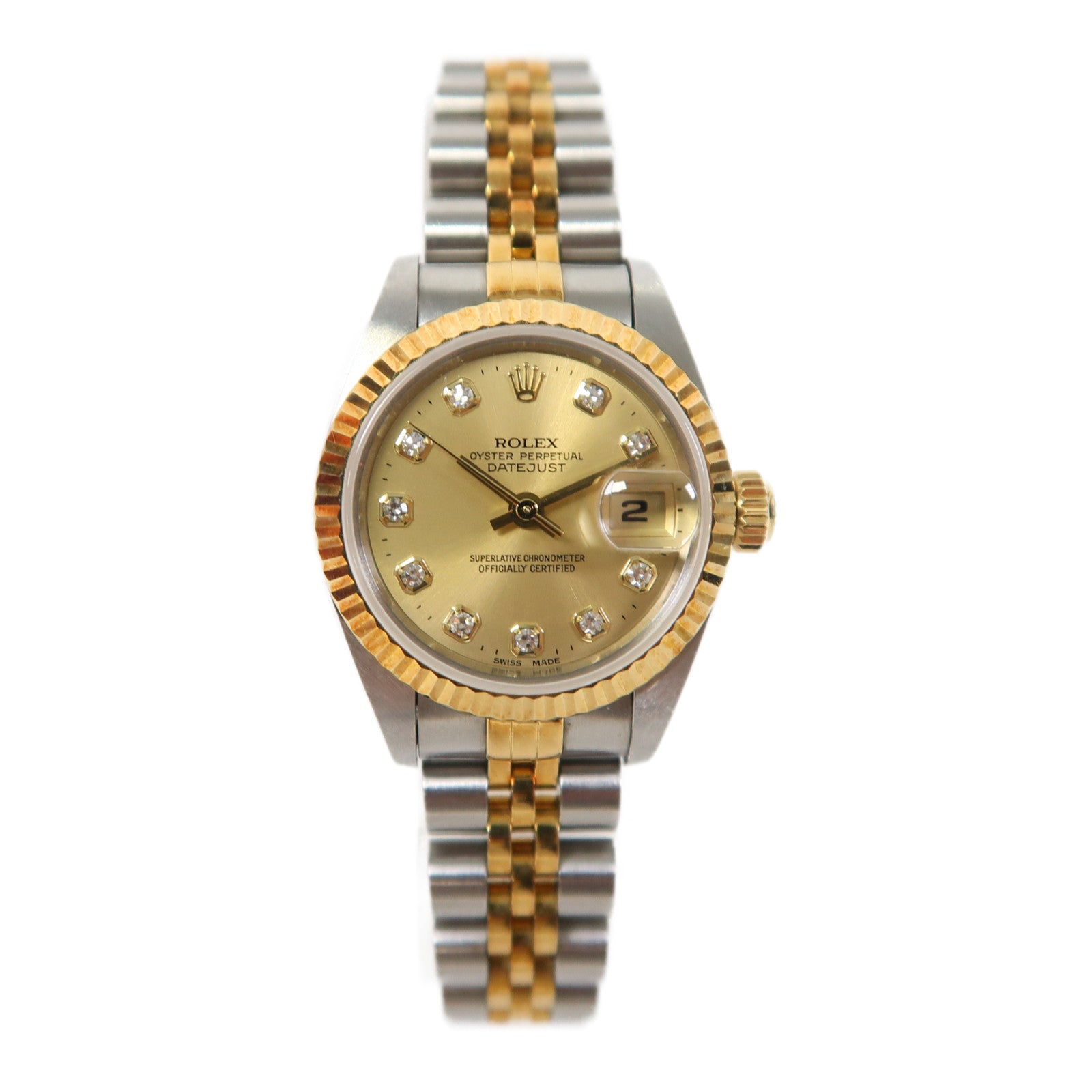 ROLEX Lady Datejust 18K黃金/不鏽鋼手錶自動機芯金色/銀色