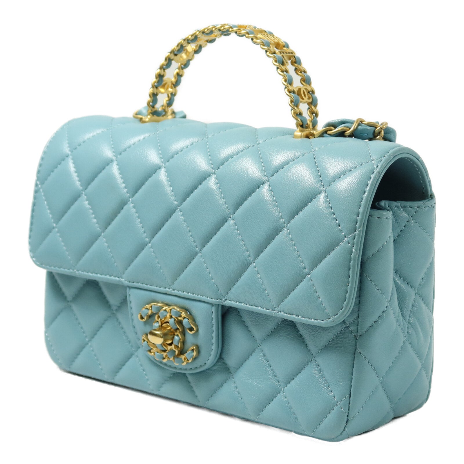 CHANEL 羊皮皮革Chain Shoulder手挽肩背兩用袋