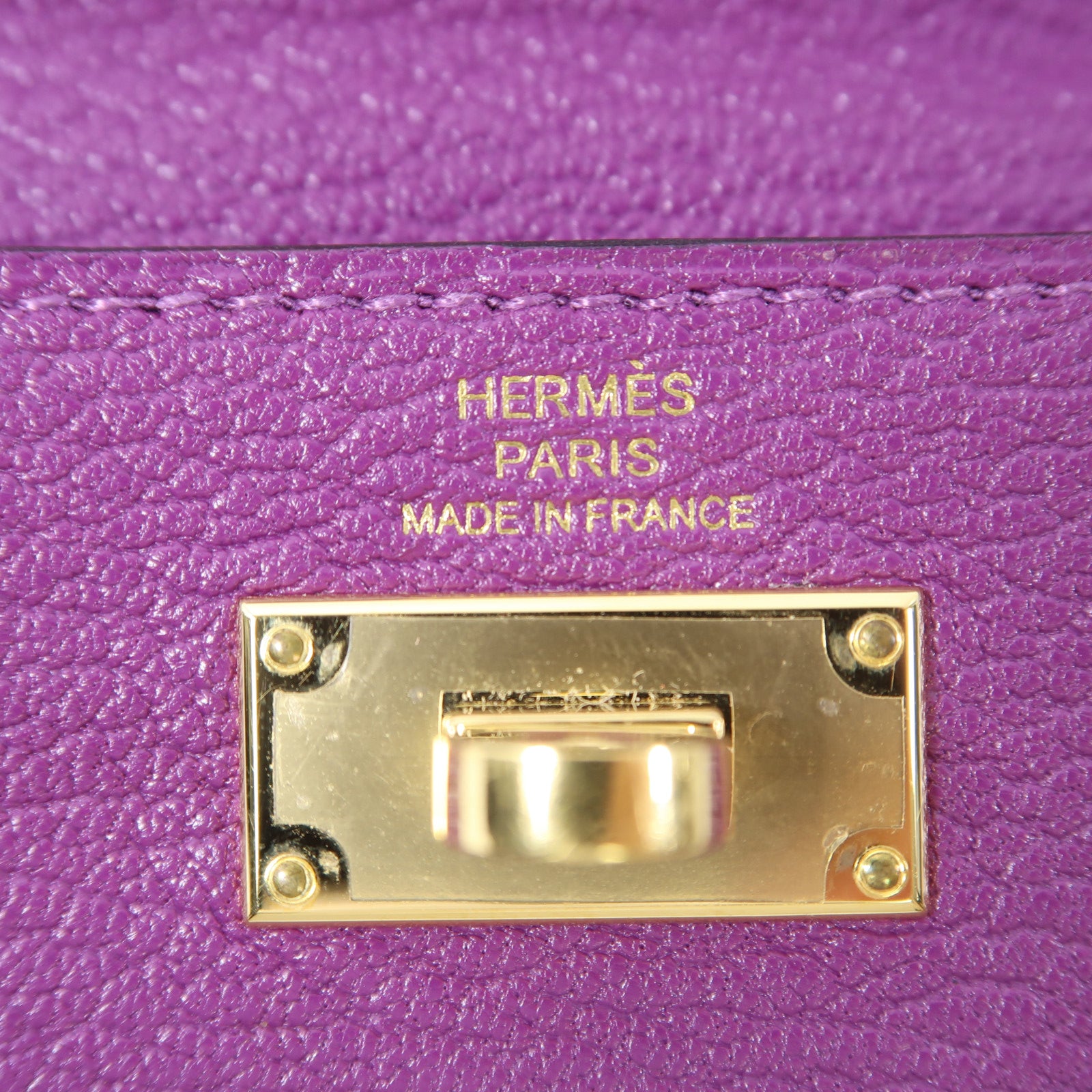 HERMES 【激減優惠】Chevre皮革Kelly Pocket金扣錢包L3 Rose Purple桃紫色