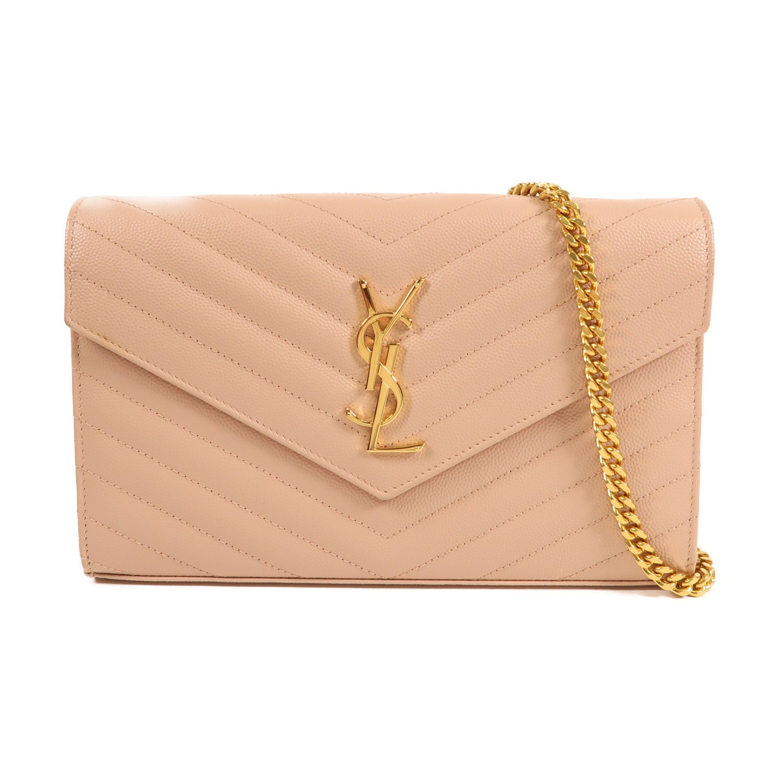 SAINT LAURENT 牛皮皮革Chain Shoulder金扣鏈帶肩背袋