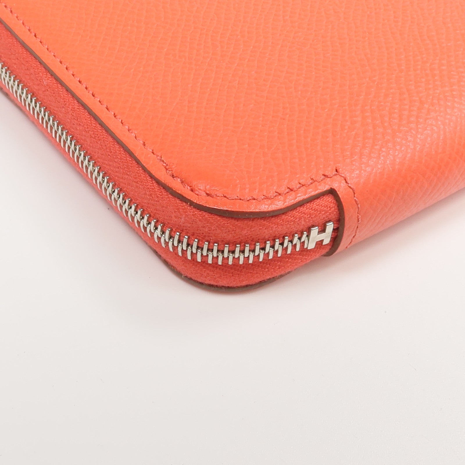 HERMES Epsom皮革/絲質Silk'In Compact Wallet錢包Rose Jaipur