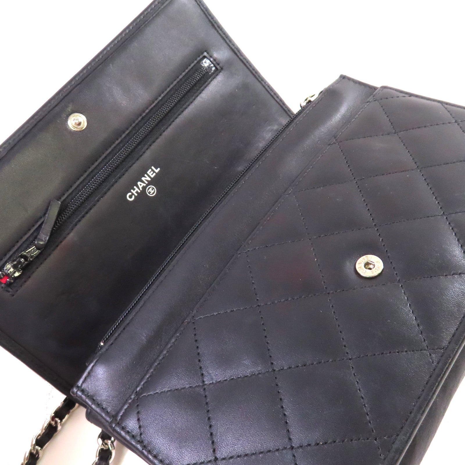 CHANEL 【激減優惠】菱格羊皮皮革Cambon WOC Wallet On Chain Shoulder Bag銀扣鏈帶肩背袋黑色