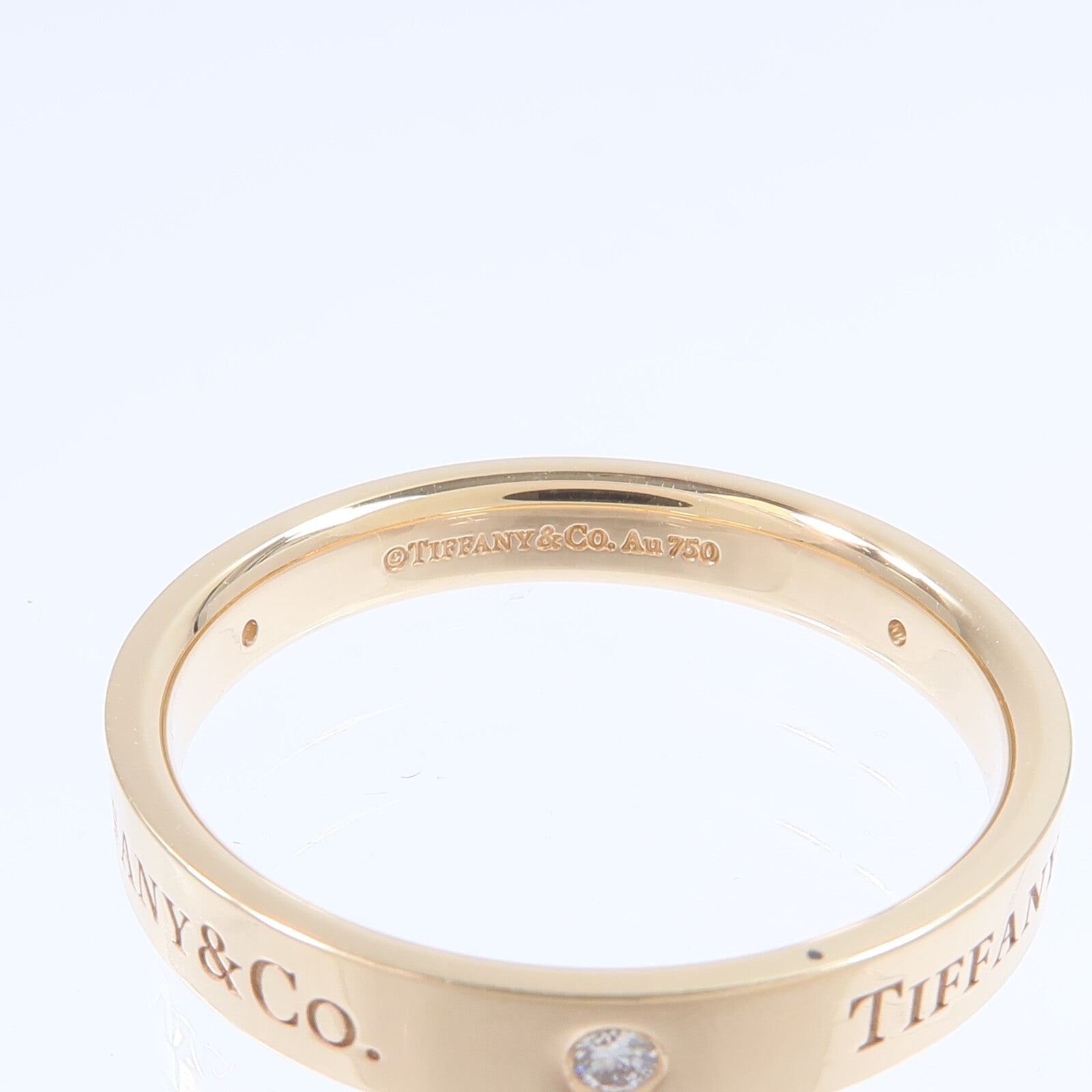 TIFFANY＆CO 18K玫瑰金Flat Band 3P Diamond Ring鑽石戒指