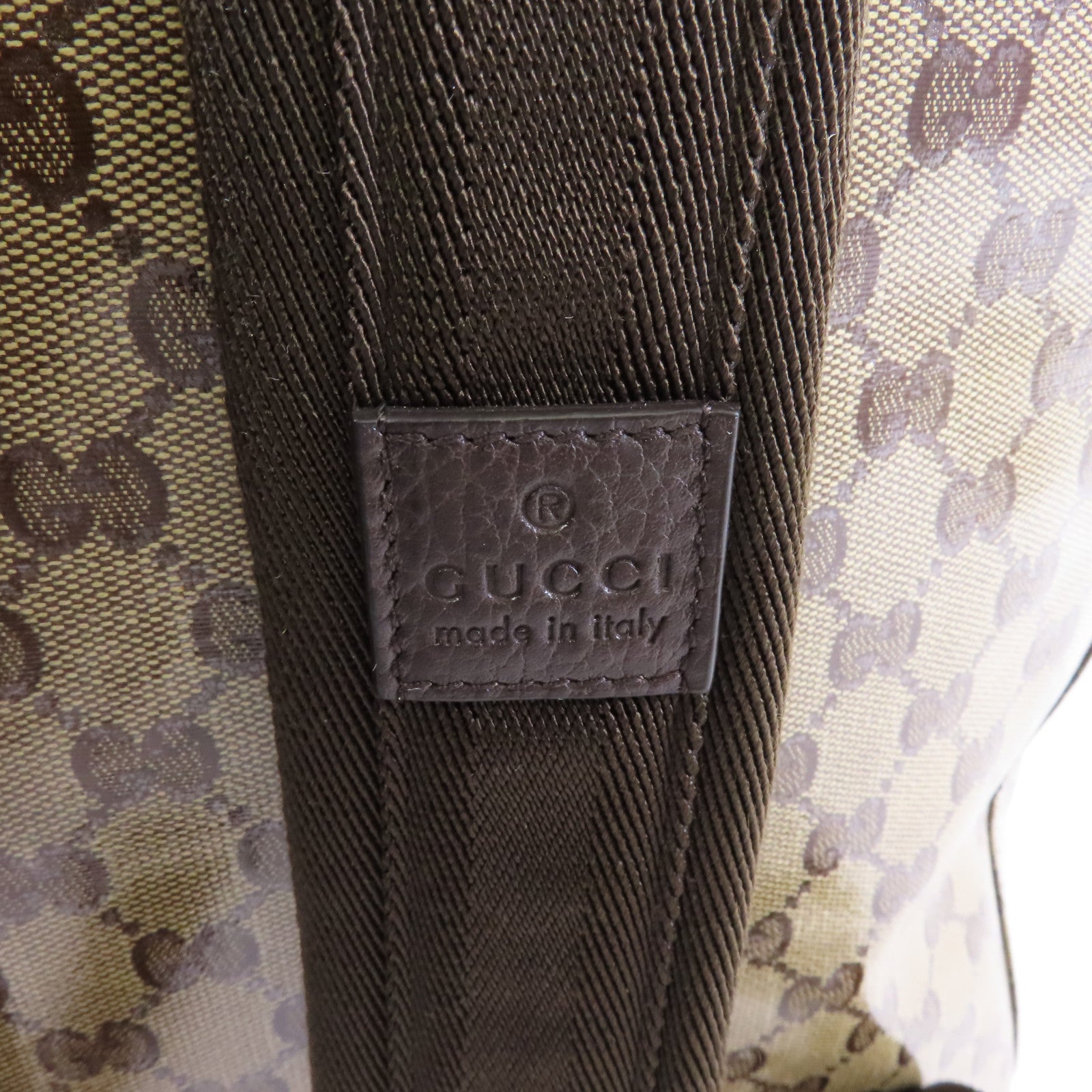 GUCCI 塗層帆布Backpack金扣背包棕色