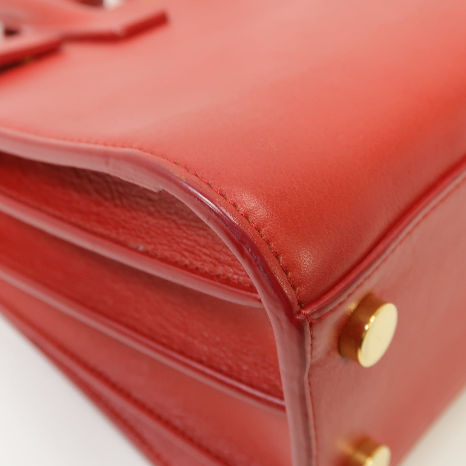 SAINT LAURENT 【激減優惠】牛皮皮革Sac De Jour 2 Way Shoulder Bag金扣手挽肩背兩用袋紅色