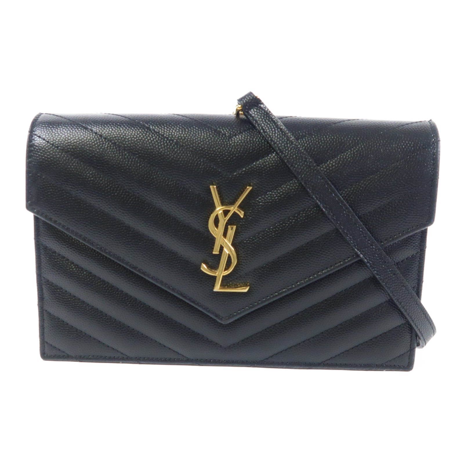 YVES SAINT LAURENT 牛皮皮革Shoulder Bag金扣鏈帶肩背袋