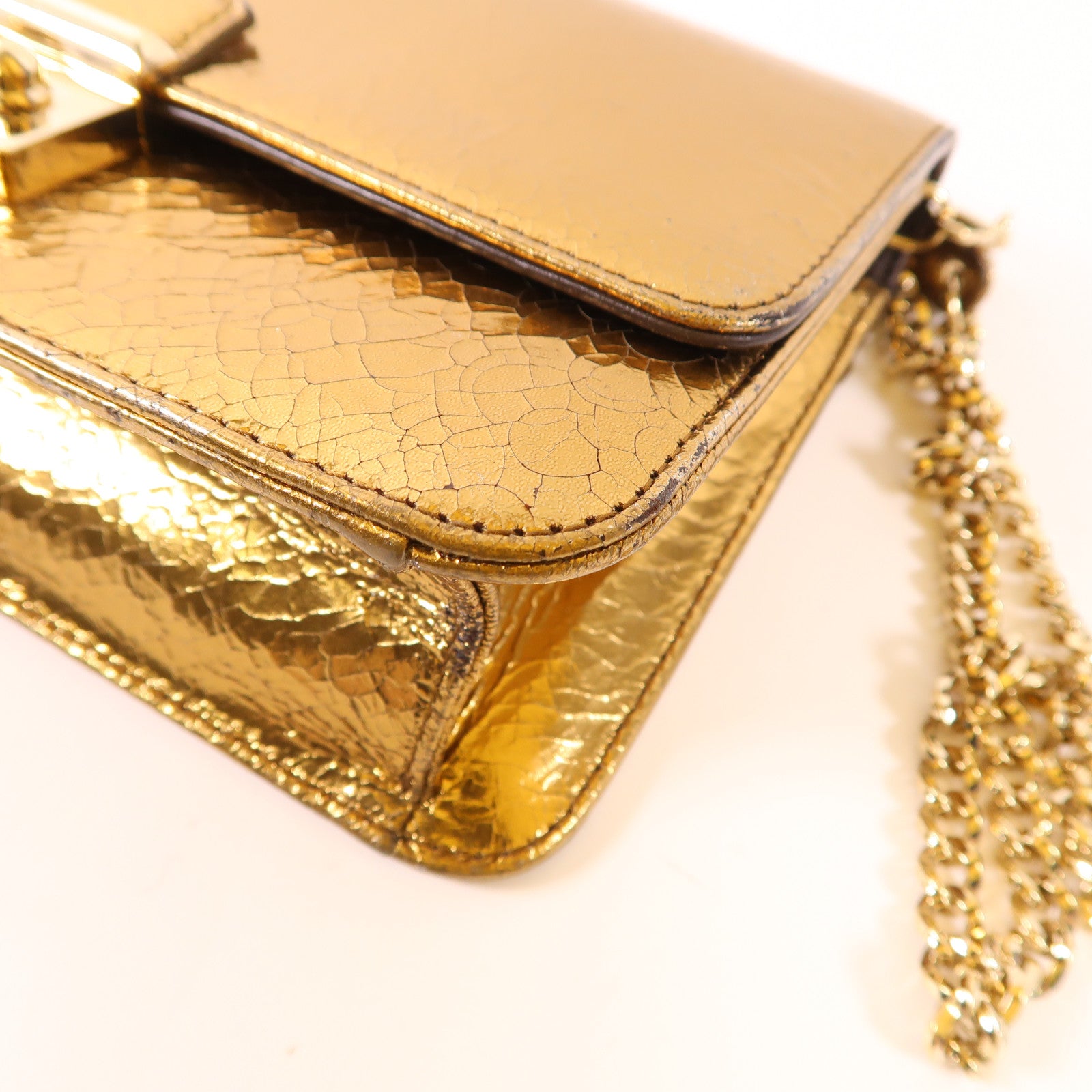 Dior 皮革Chain Shoulder金扣鏈帶肩背袋