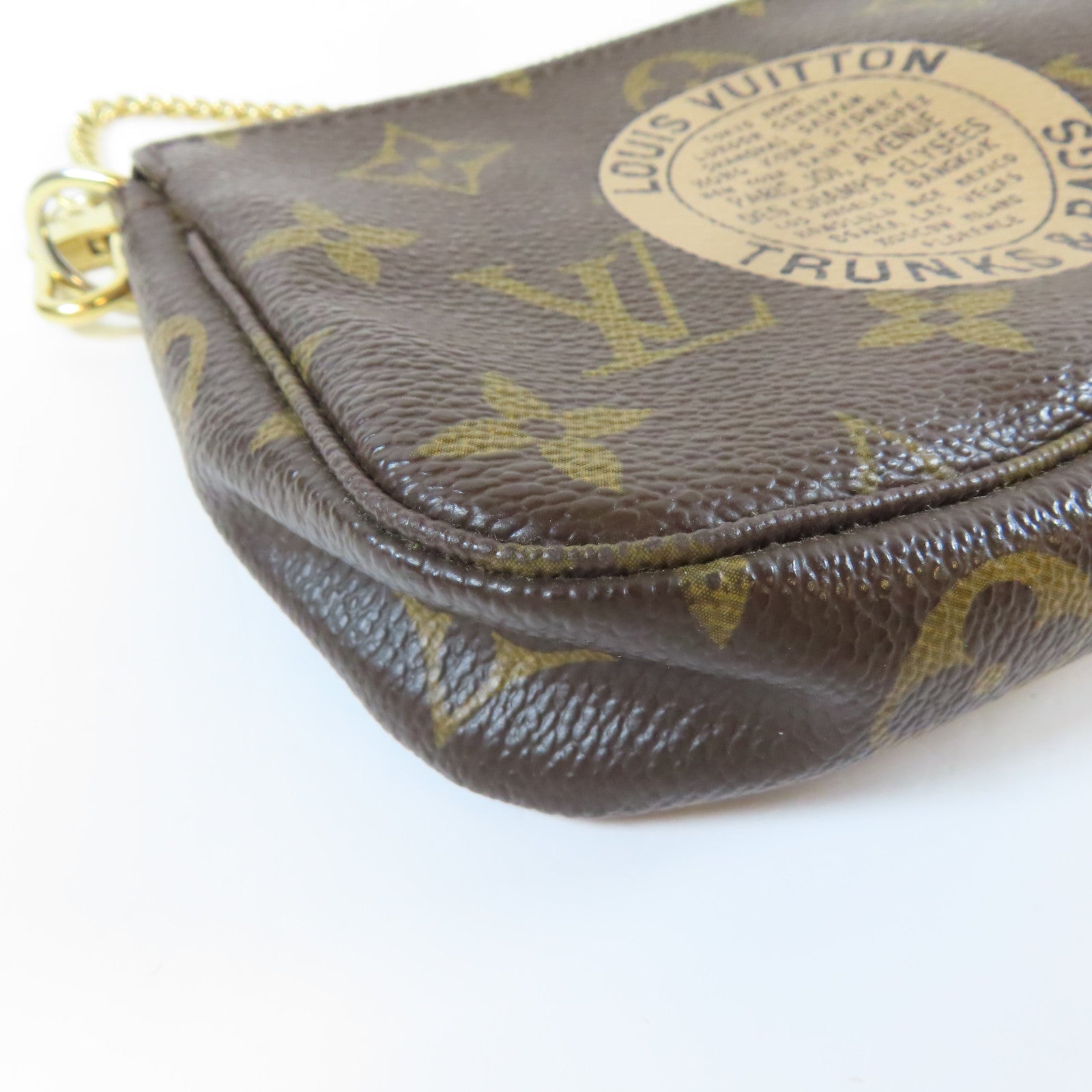 LOUIS VUITTON Monogram Pochette Trunk金扣鏈帶肩背袋啡色