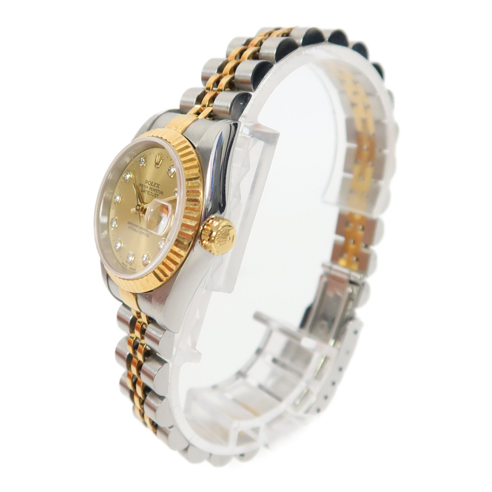 ROLEX Lady Datejust 18K黃金/不鏽鋼手錶自動機芯金色/銀色