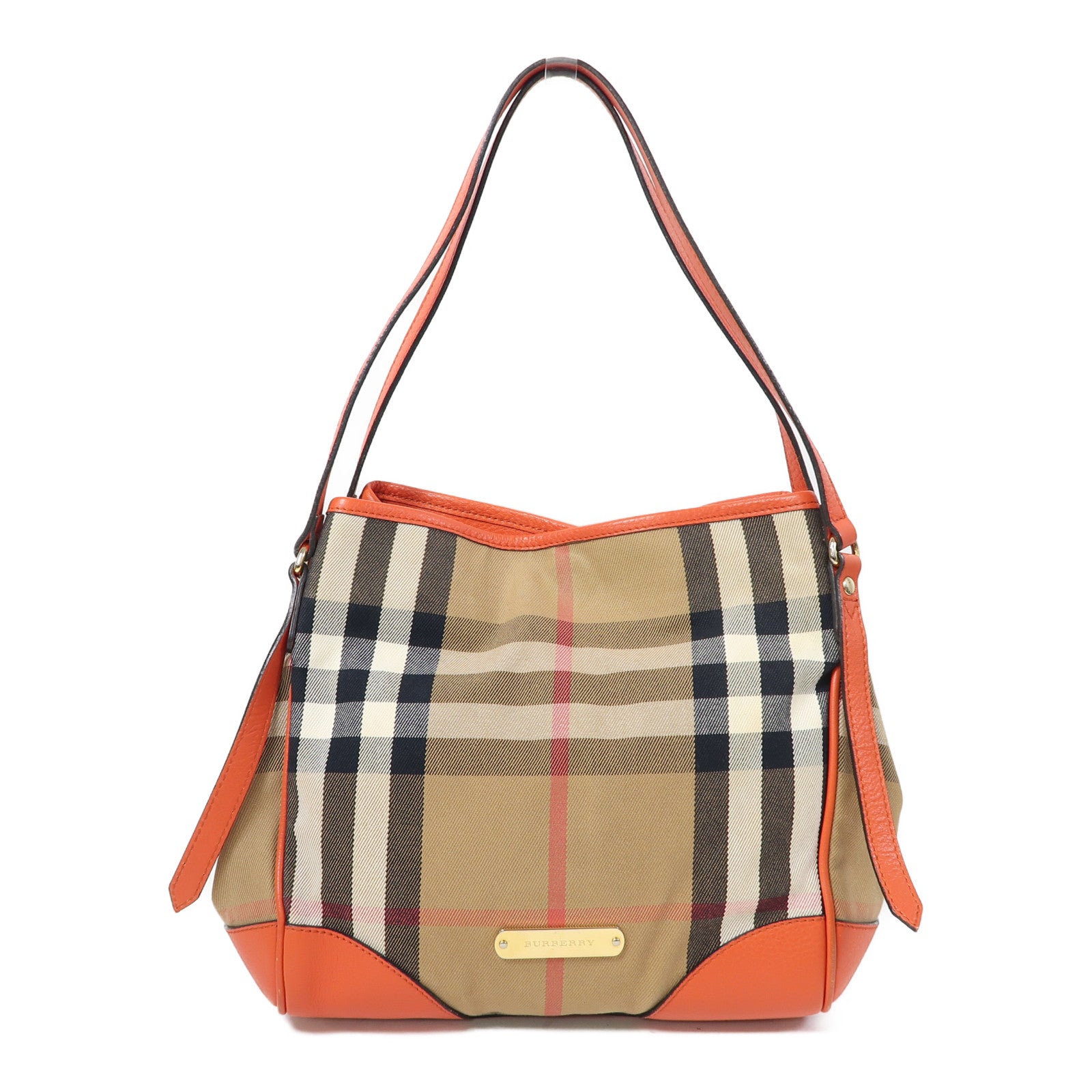 BURBERRY 帆布Shoulder Bag金扣肩背袋橙色/啡色