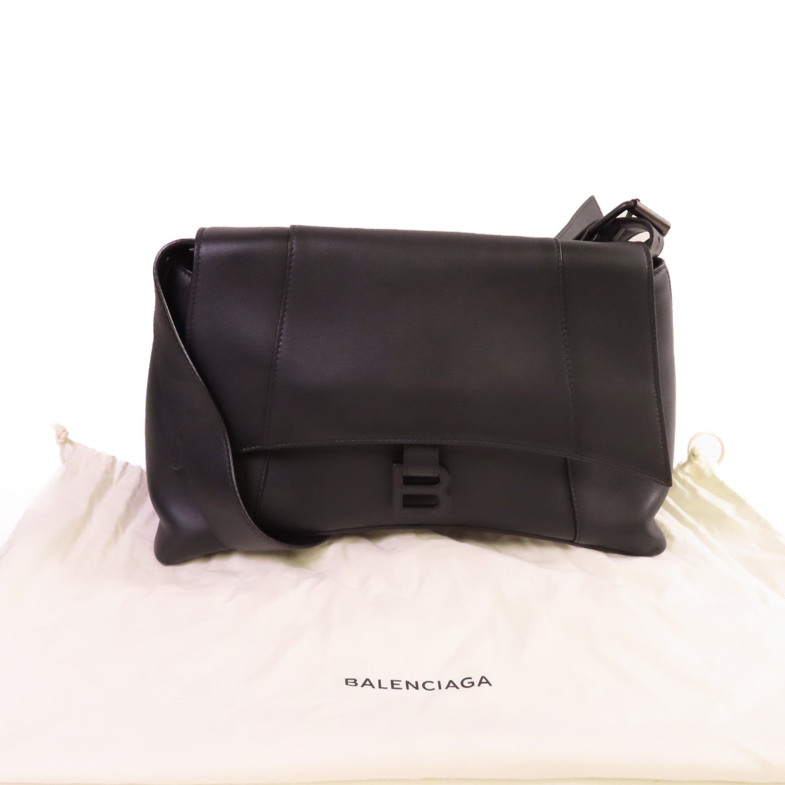 BALENCIAGA 牛皮皮革Downtown Medium Shoulder Bag肩背袋黑色