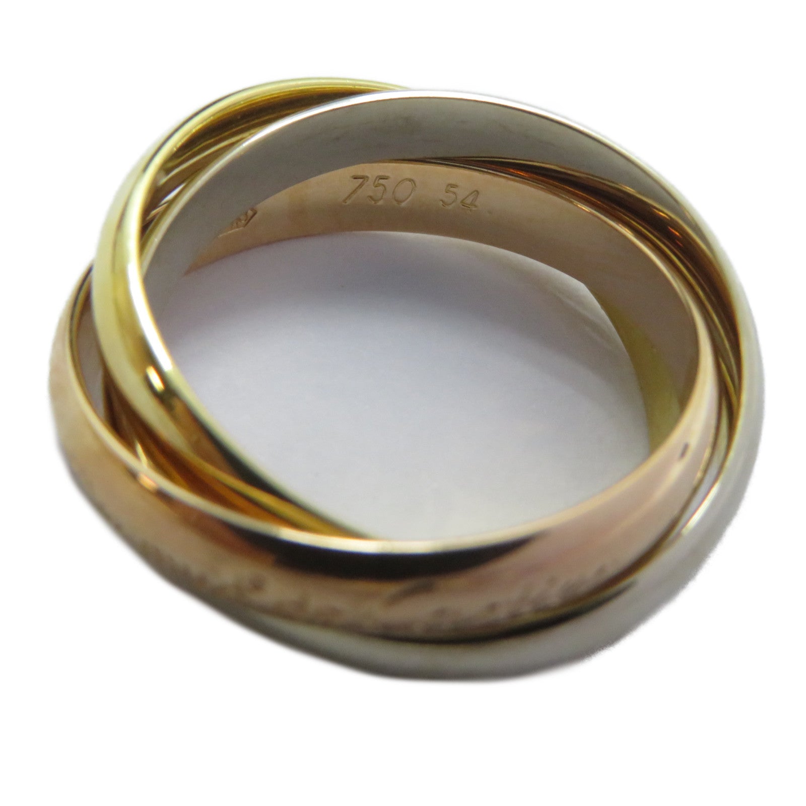 CARTIER 18K黃金/白金/玫瑰金Trinity戒指Cartier#54/US#6.75
