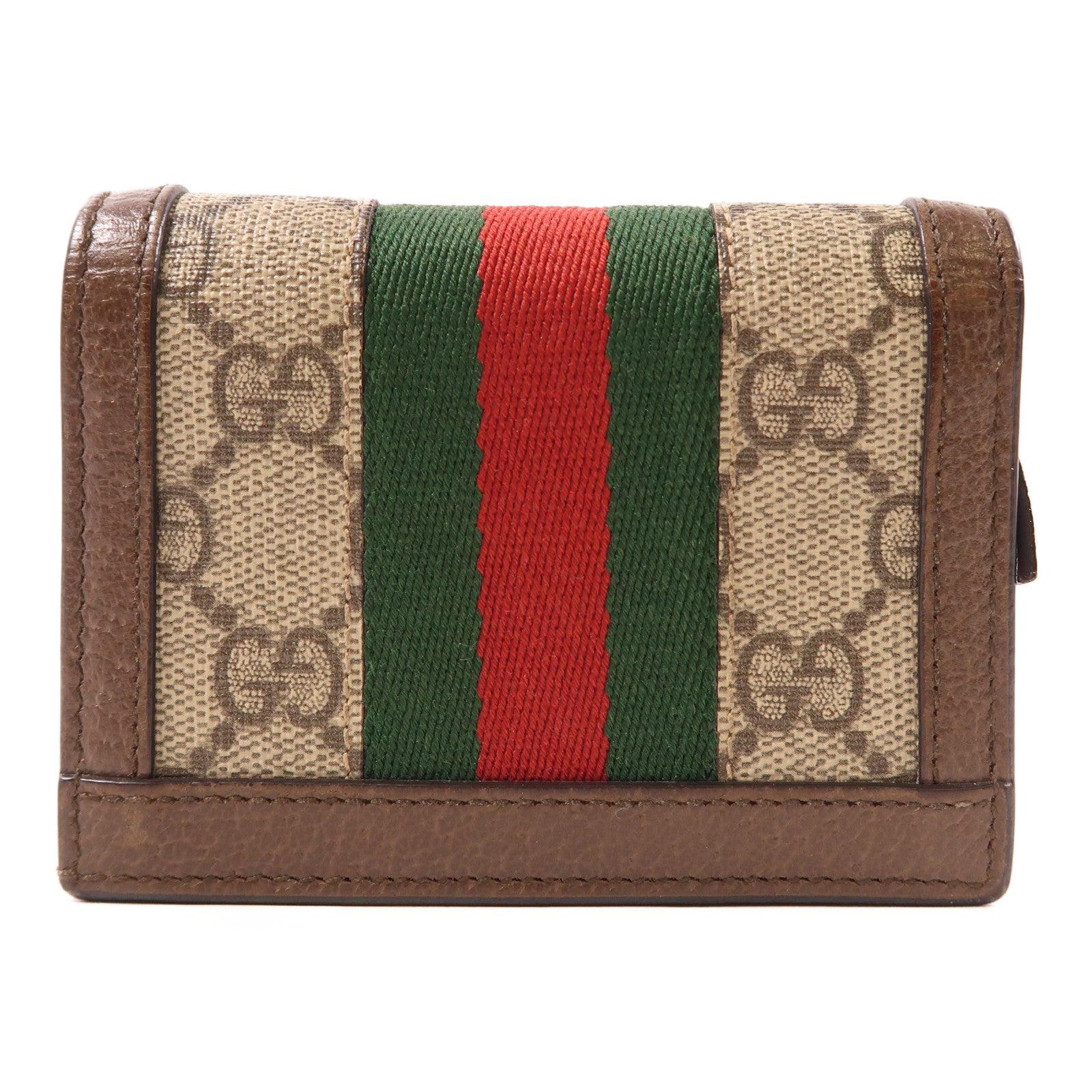 GUCCI 塗層帆布/皮革Ophidia Card Case金扣卡片套棕色