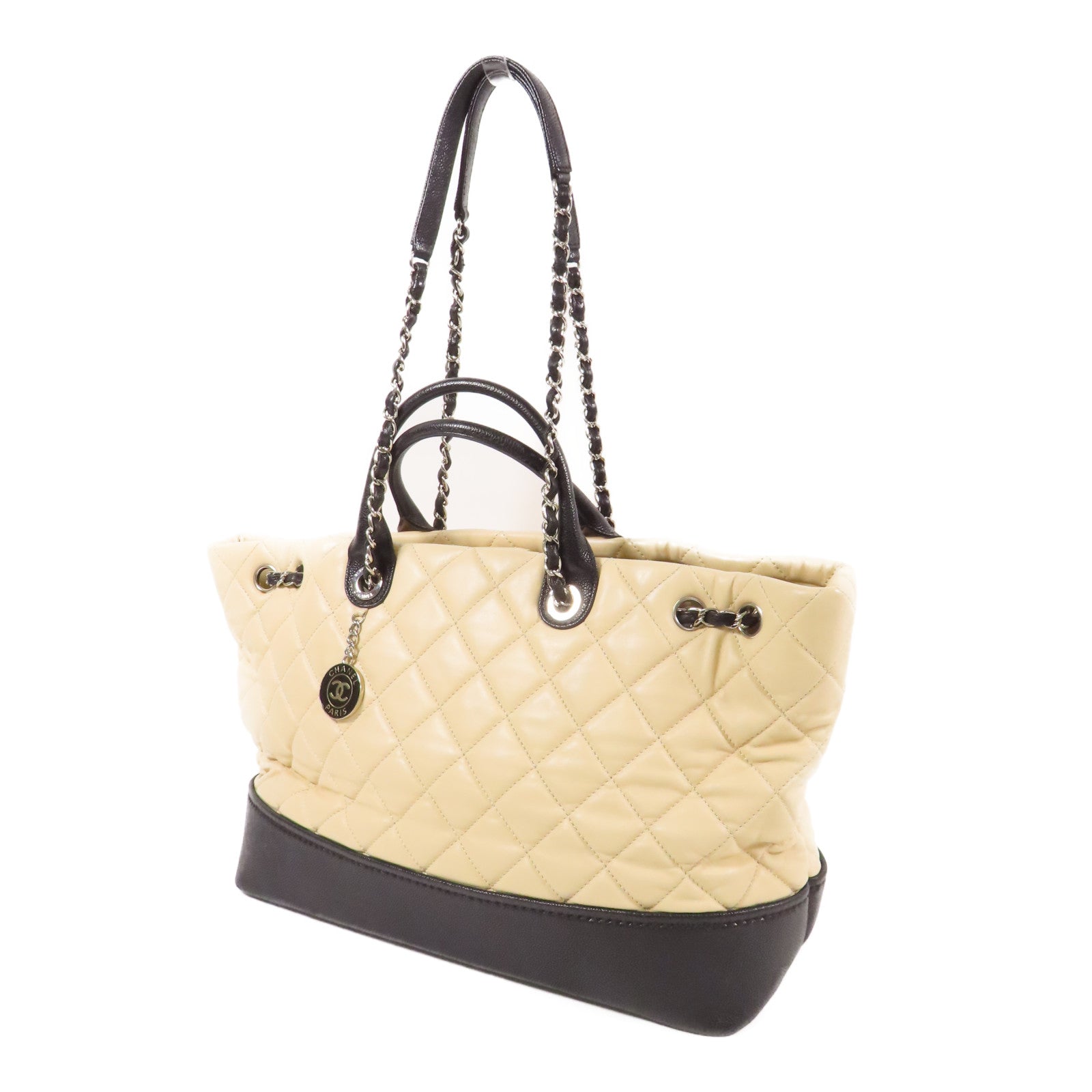 CHANEL 牛皮皮革Shoulder Bag銀扣手挽肩背兩用袋