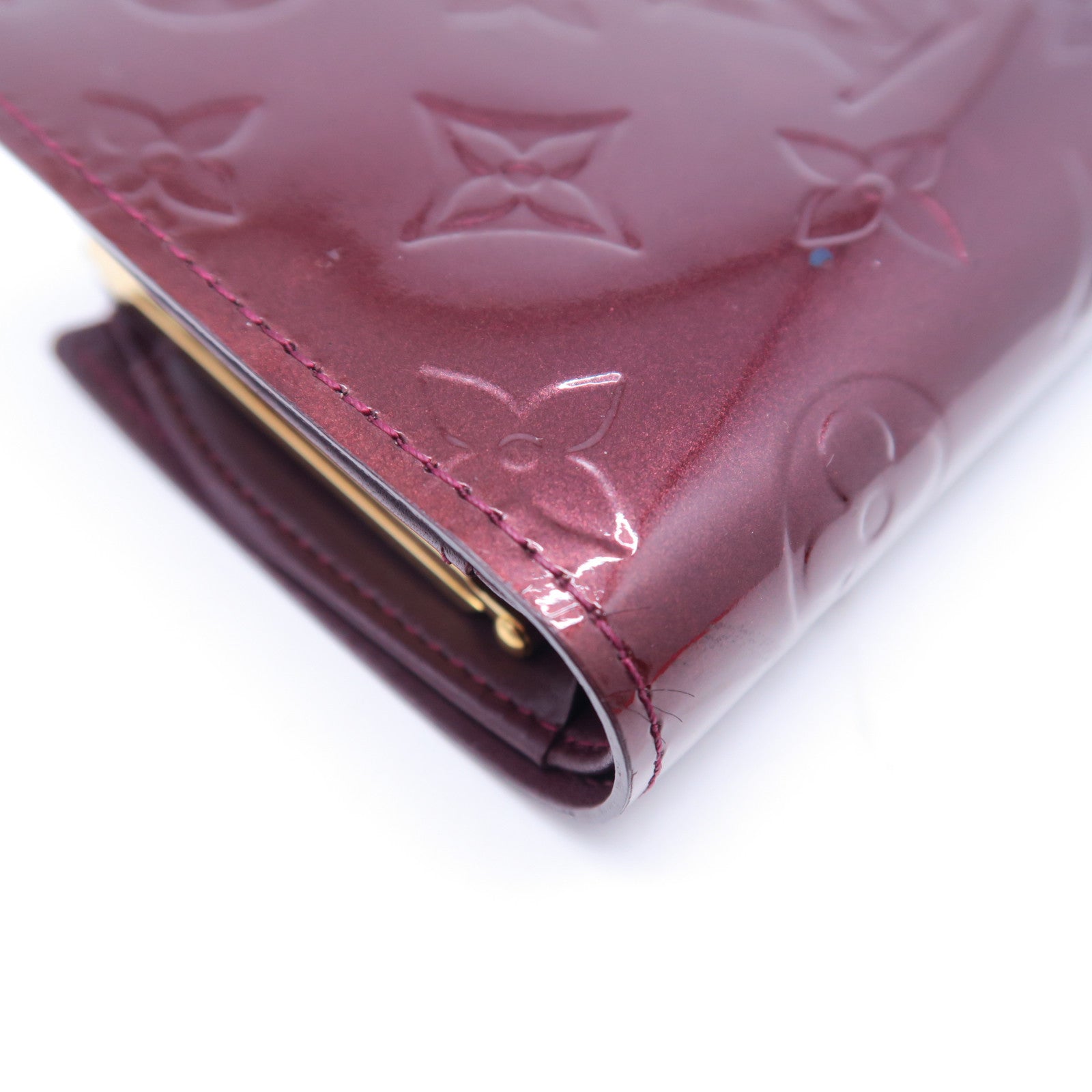 LOUIS VUITTON 【激減優惠】Monogram Vernis Portefeuille Viennois金扣錢包酒紅色