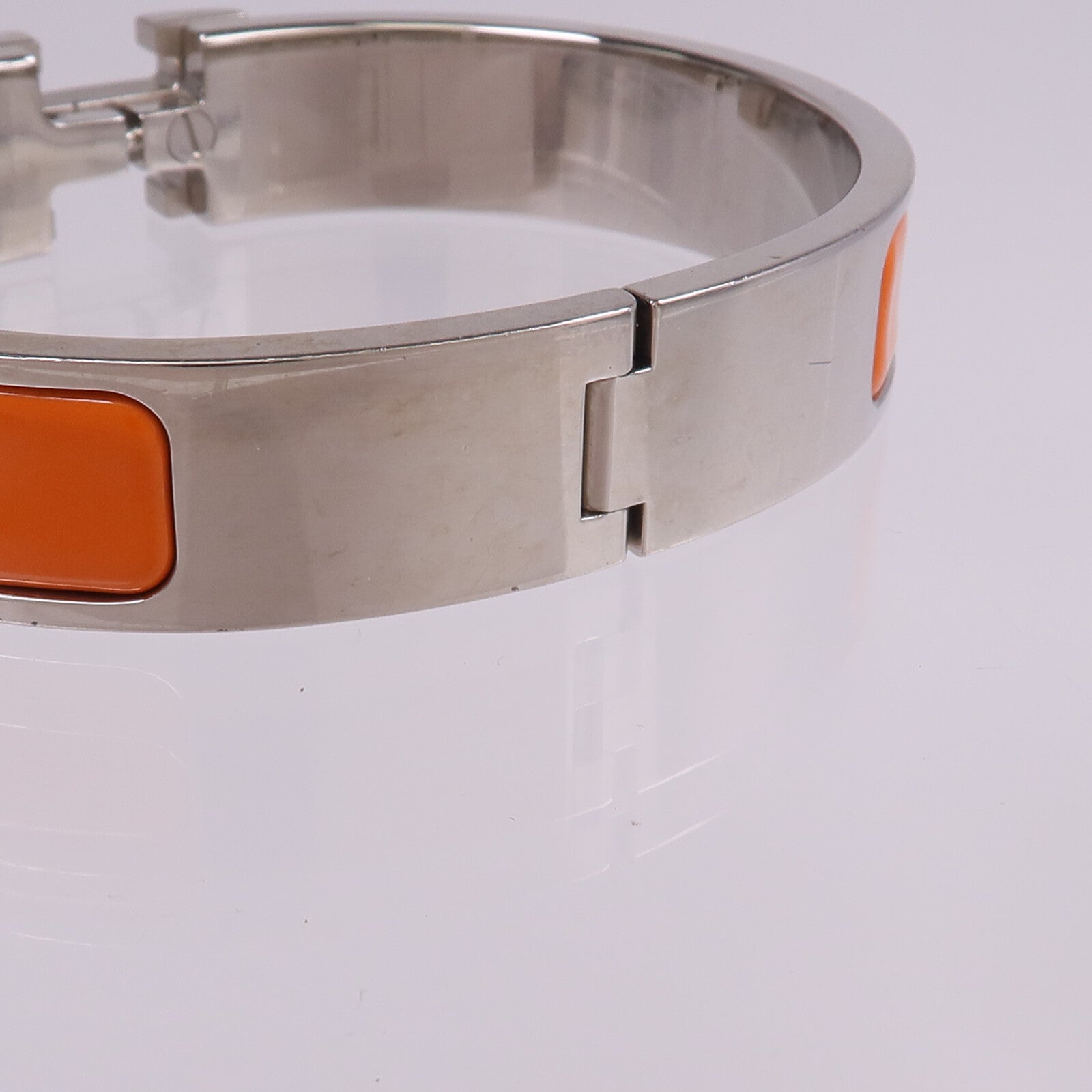 HERMES 金屬/琺瑯Clic H Bracelet銀扣手鐲