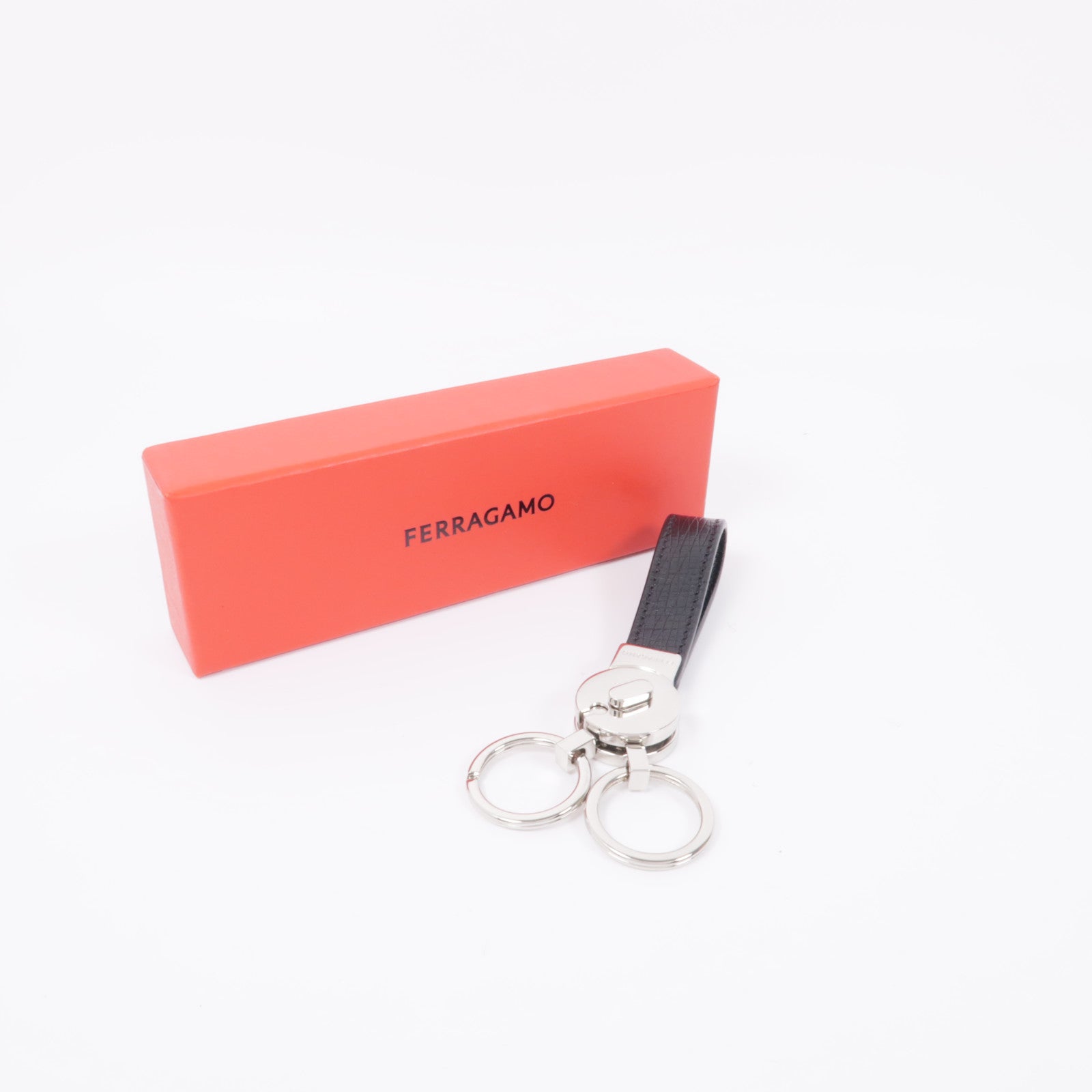 Salvatore Ferragamo 【激減優惠】牛皮皮革Key Ring銀扣鑰匙圈