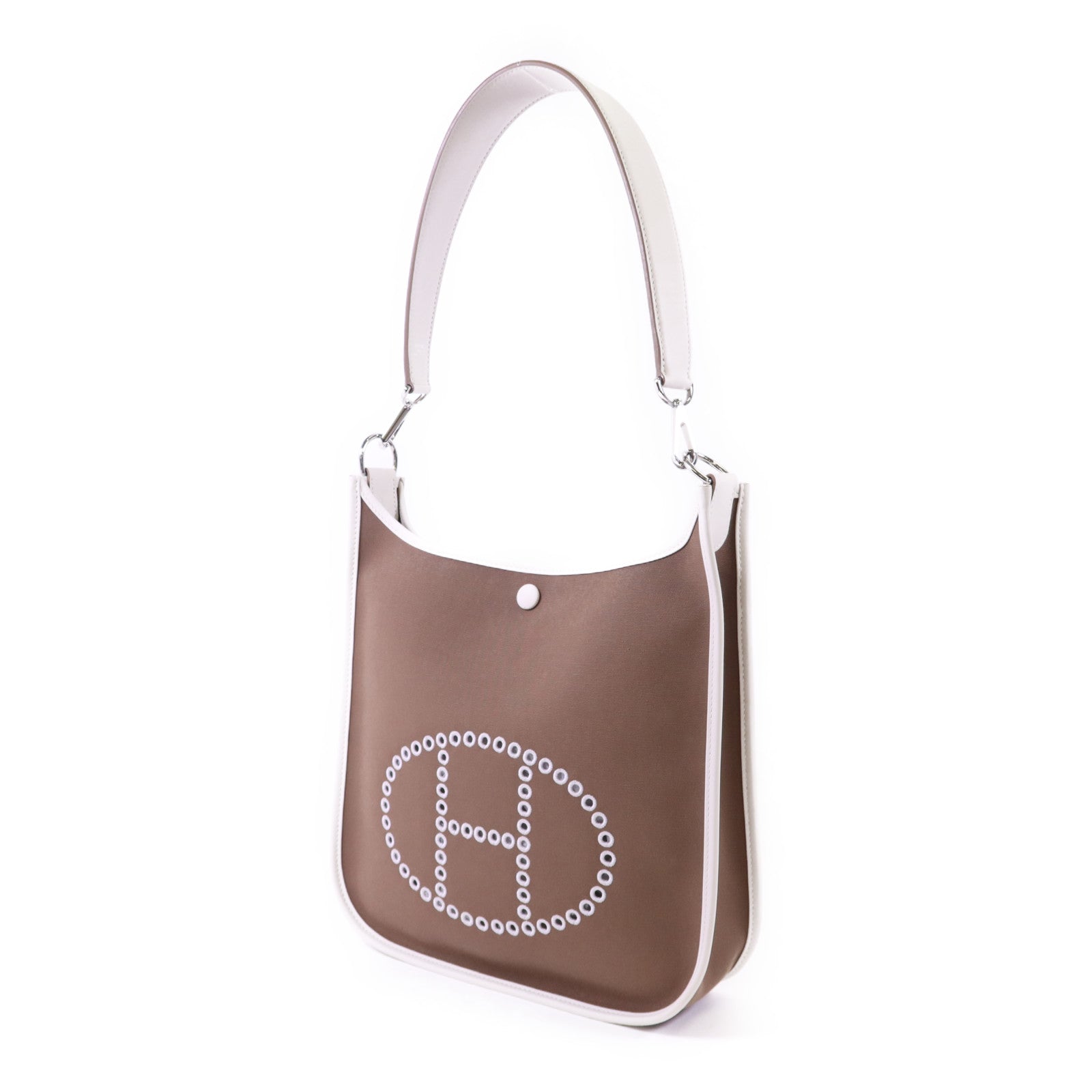 HERMES 帆布Evelyne PM銀扣肩背袋
