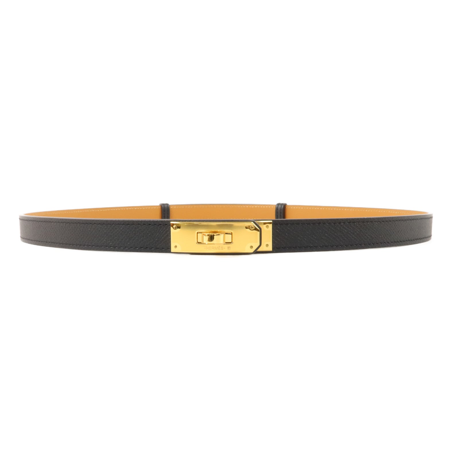 HERMES Epsom皮革Kelly 18 Belt皮帶Noir