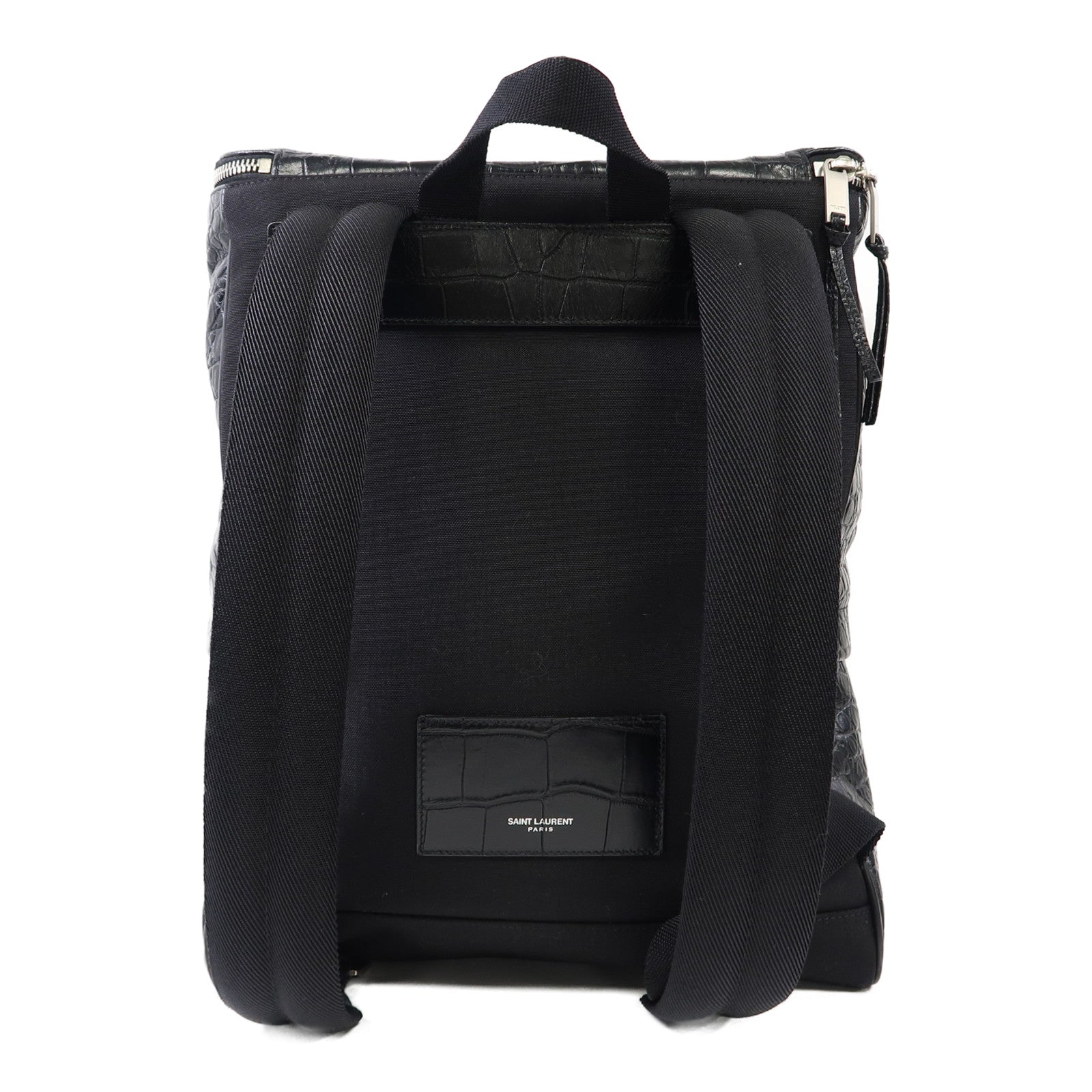YVES SAINT LAURENT 牛皮皮革Backpack銀扣背包黑色
