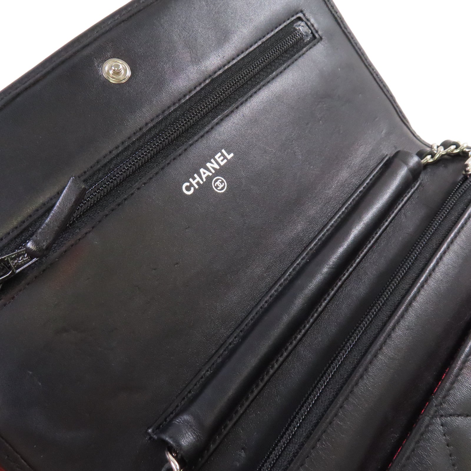 CHANEL 【激減優惠】菱格羊皮皮革Cambon WOC Wallet On Chain Shoulder Bag銀扣鏈帶肩背袋黑色