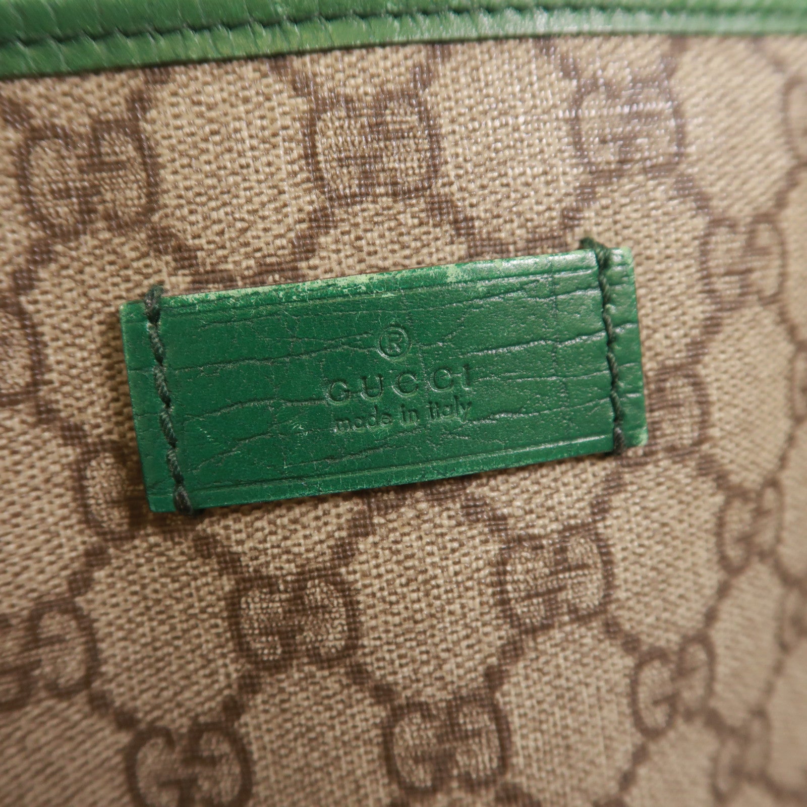 GUCCI 塗層帆布Tote Bag銀扣肩背袋