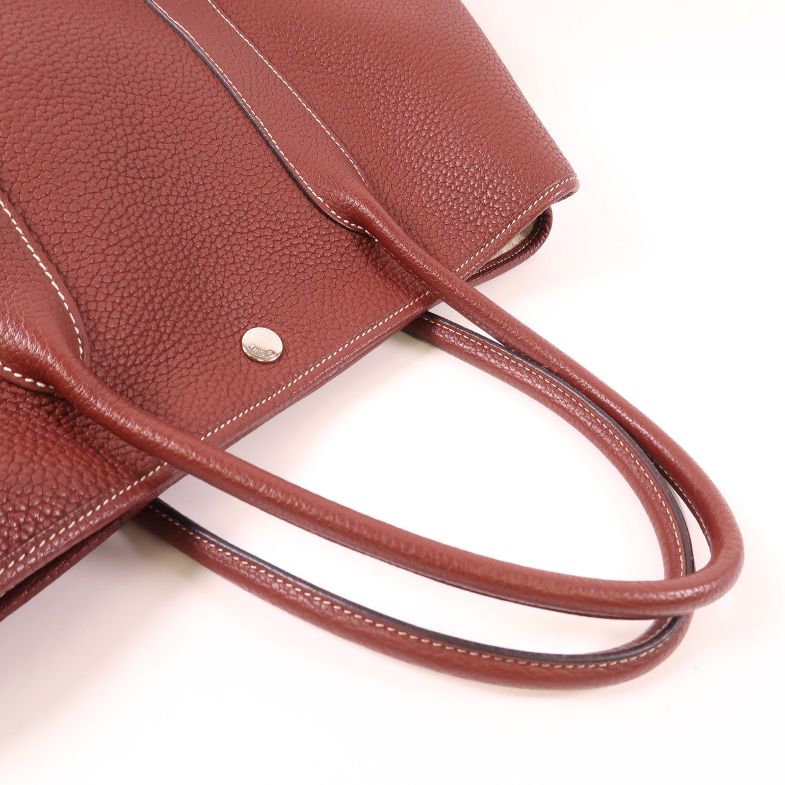 HERMES Negonda皮革Garden Party PM銀扣手挽袋Bordeaux