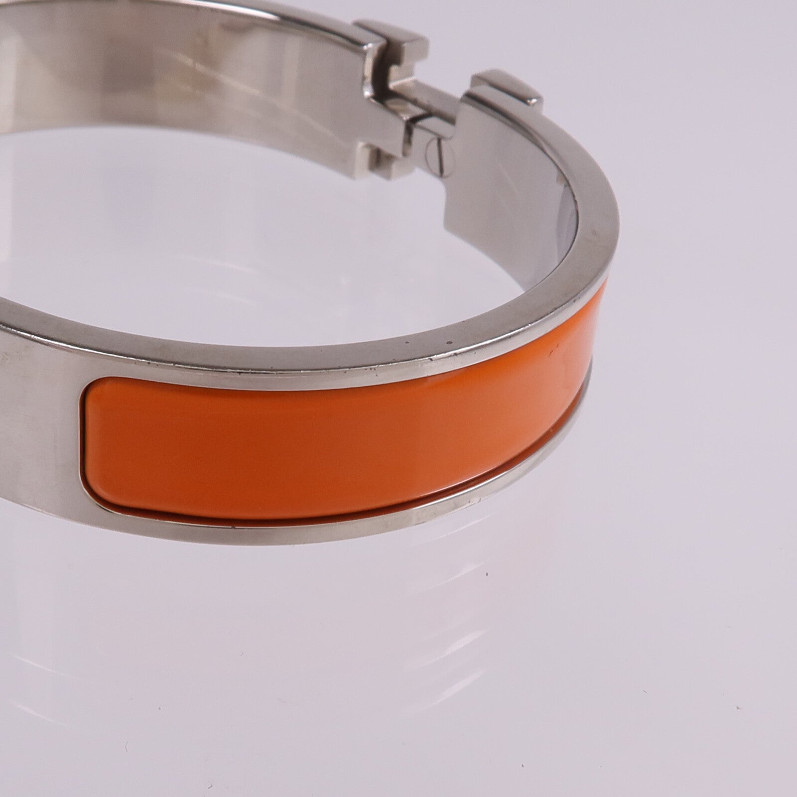 HERMES 金屬/琺瑯Clic H Bracelet銀扣手鐲