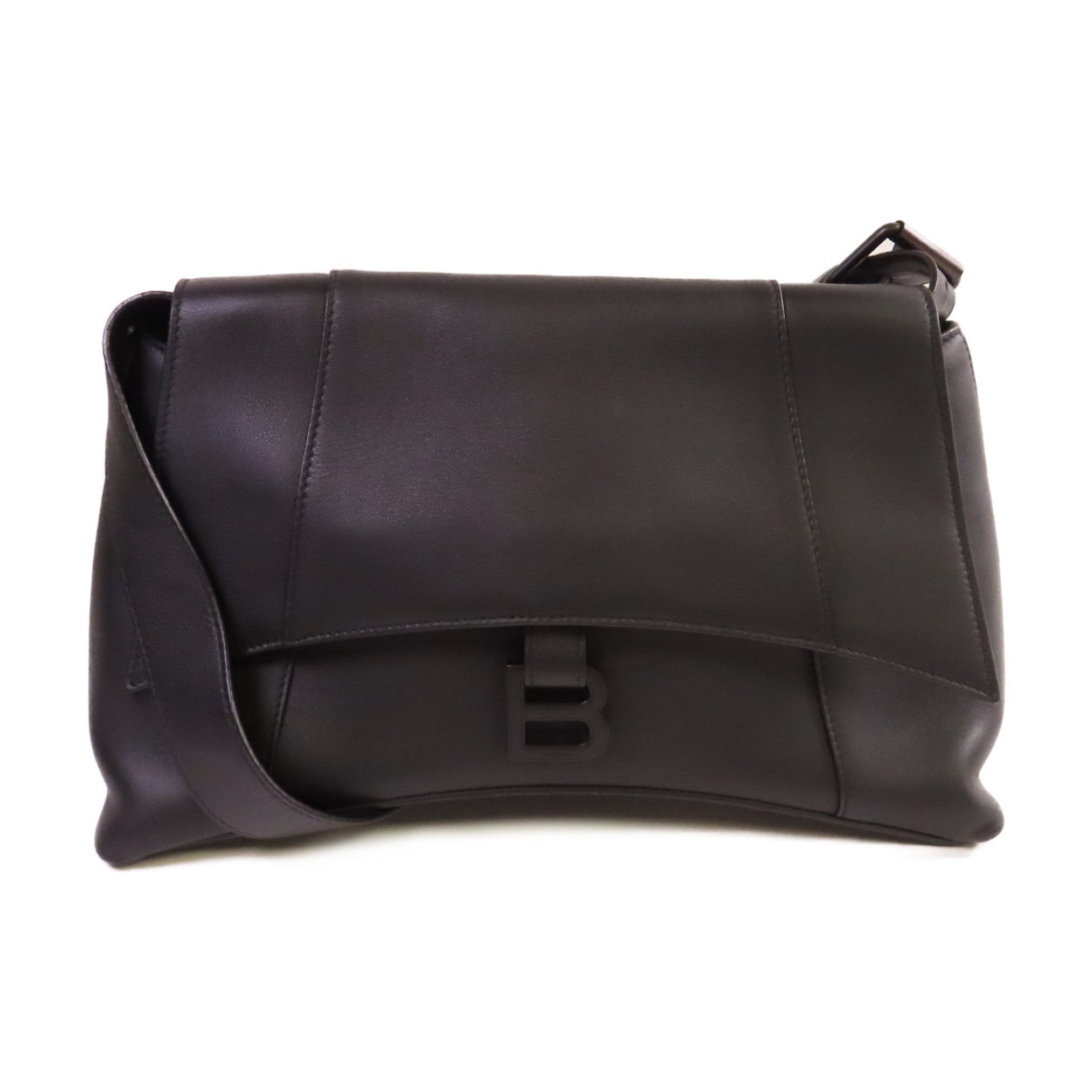 BALENCIAGA 牛皮皮革Downtown Medium Shoulder Bag肩背袋黑色
