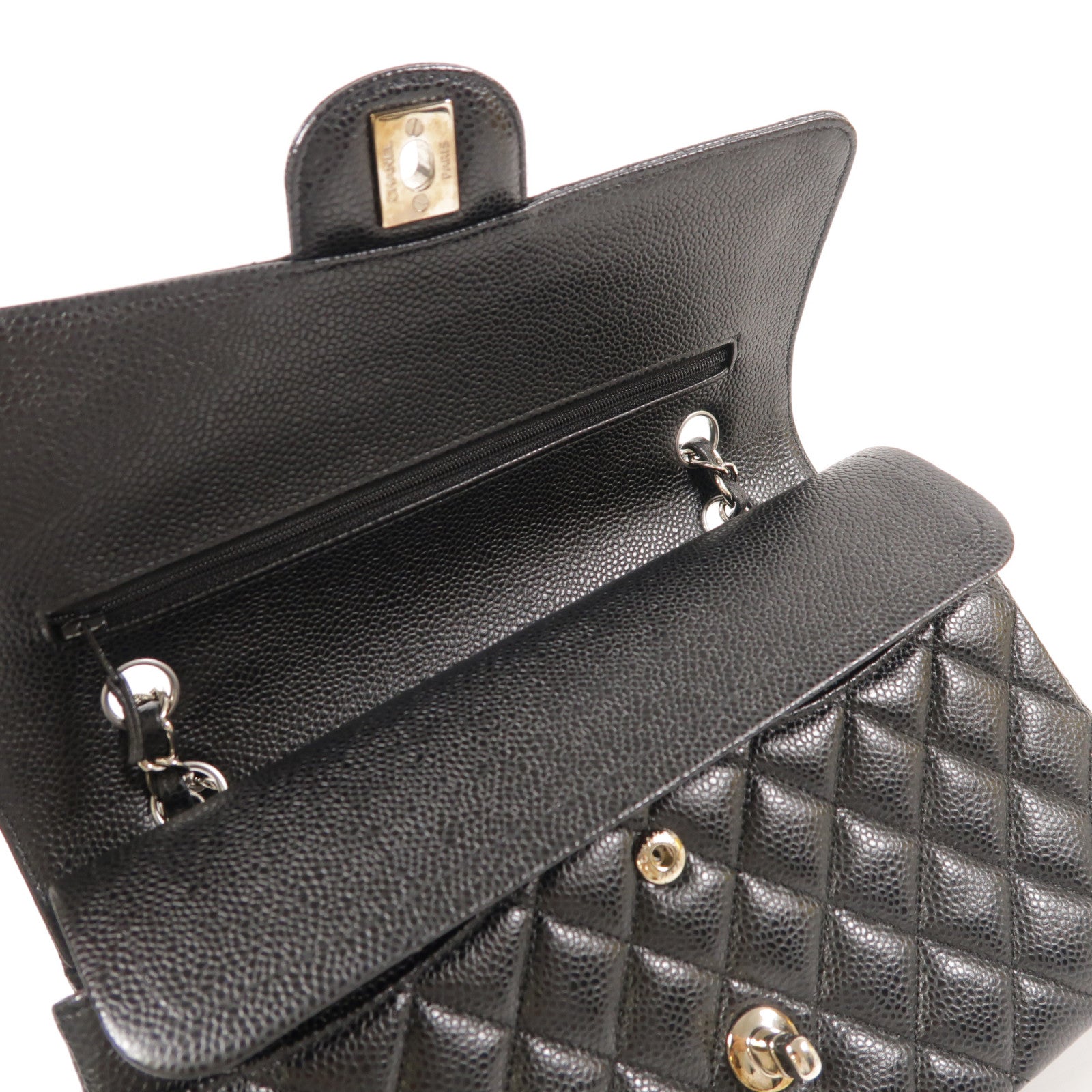 CHANEL 牛皮皮革Classic 25銀扣鏈帶肩背袋