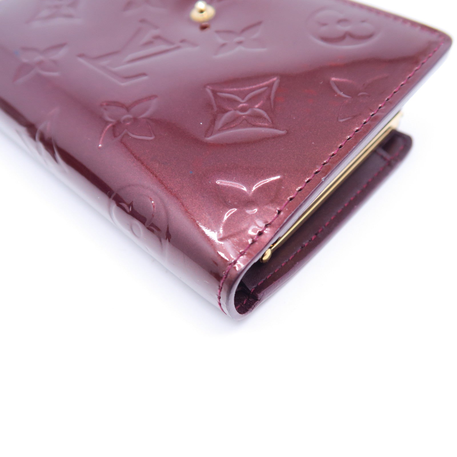 LOUIS VUITTON 【激減優惠】Monogram Vernis Portefeuille Viennois金扣錢包酒紅色