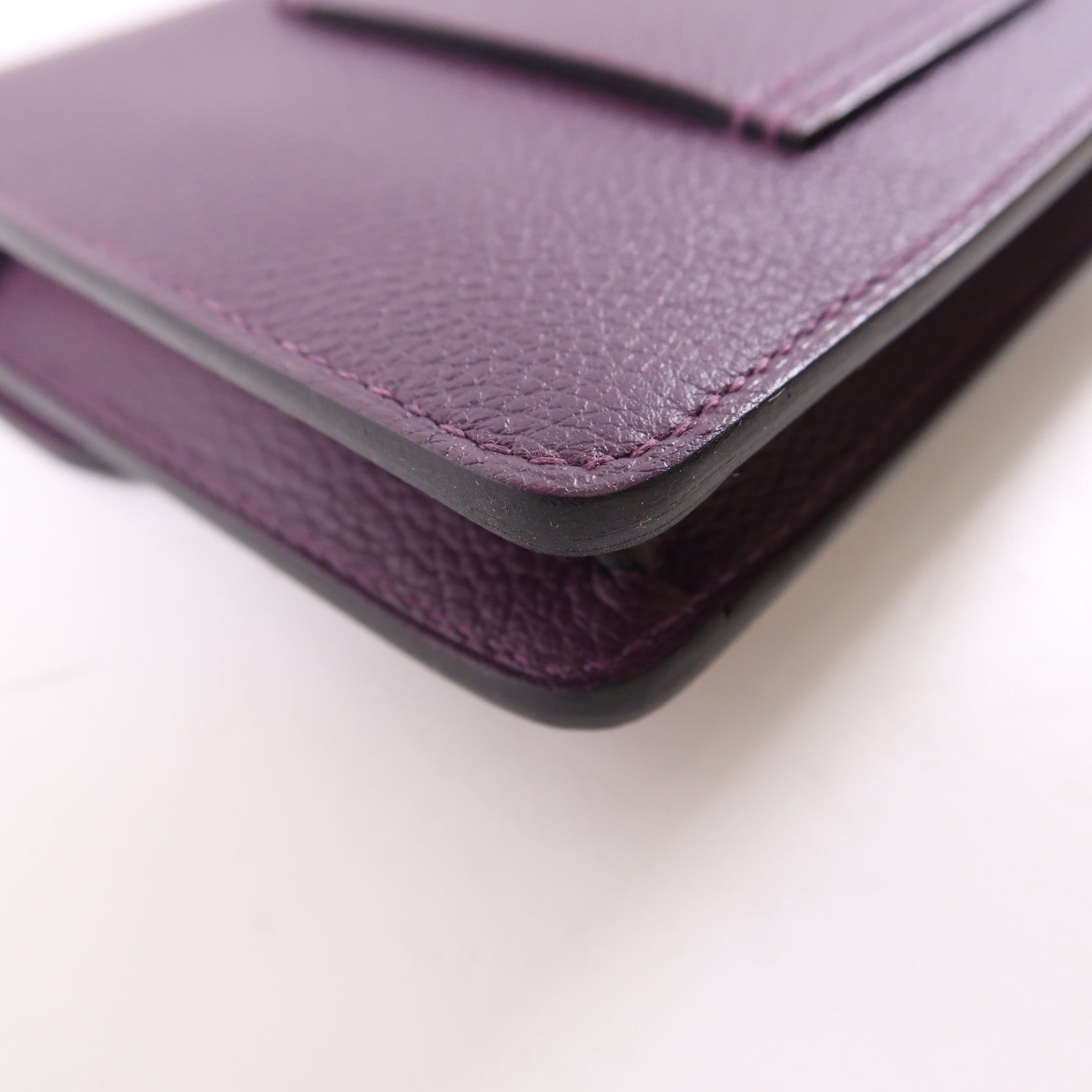 HERMES Evercolor皮革Rouis Slim銀扣錢包紫色