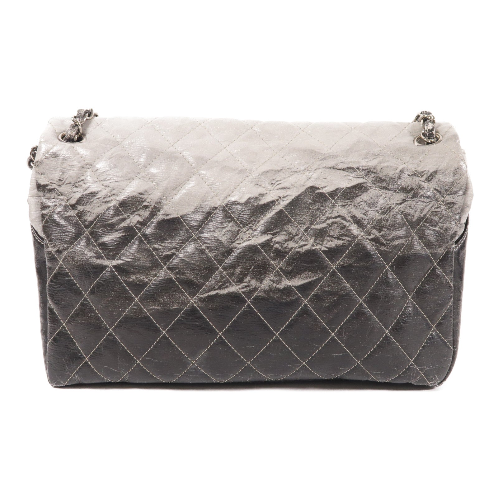 CHANEL CC SHW Chain Shoulder Bag Calfskin Leather Black/Grey